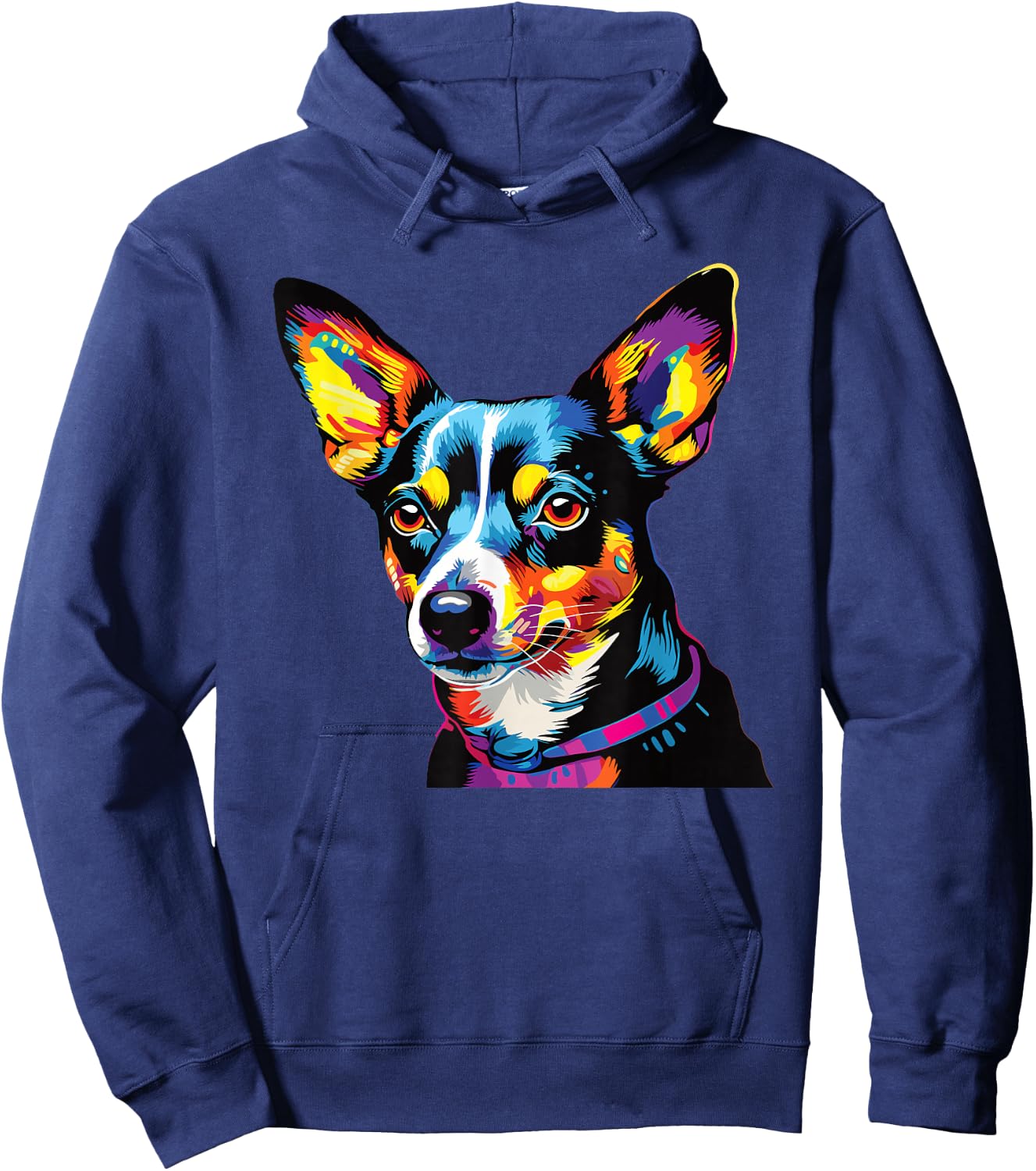 Retro Rat Terrier Dog -Adults Multicolor Small Hoodie - Hoodie | Navy