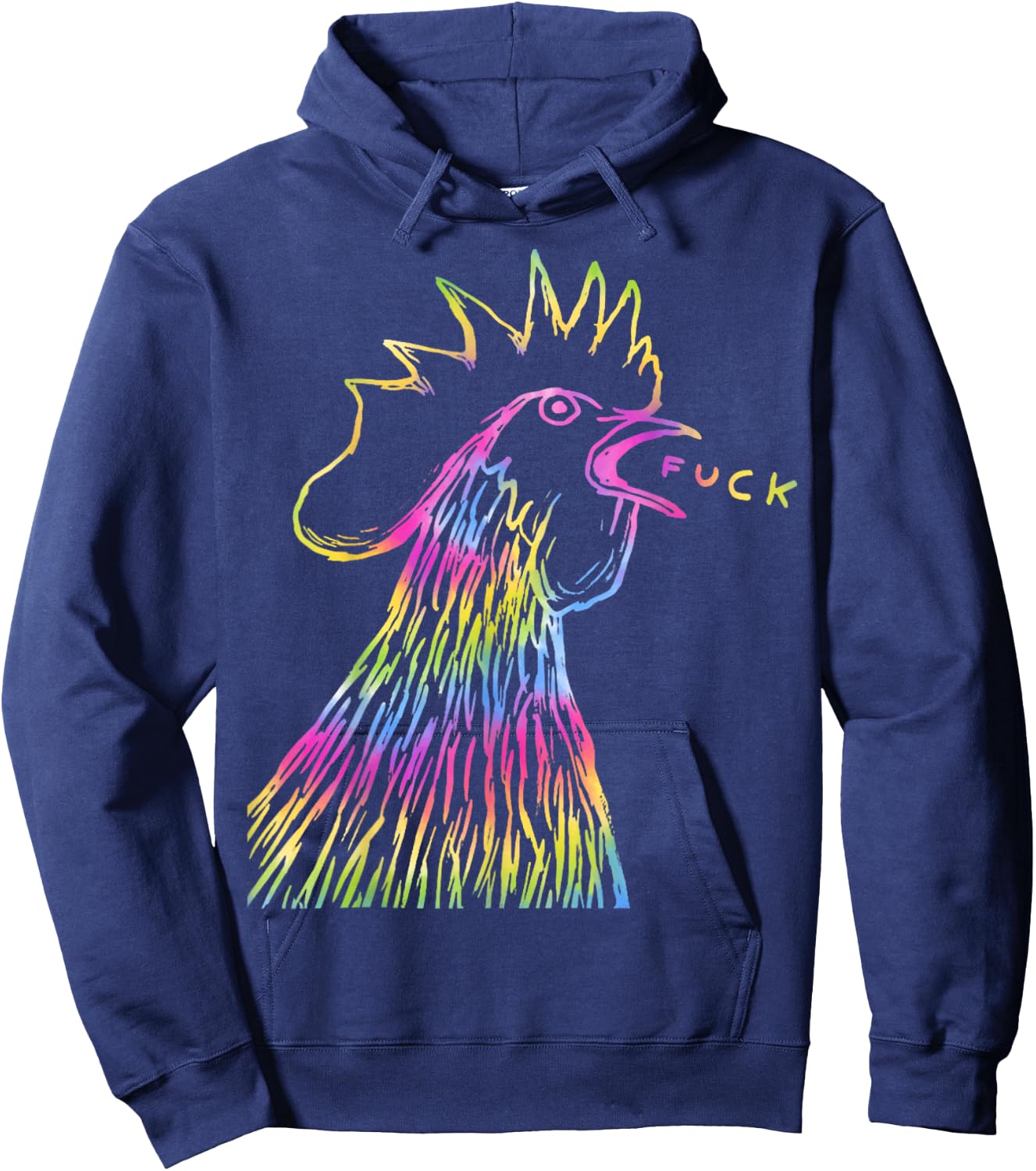 Funny Chicken Rooster Saying FUCK Tie Dye Hoodie - Hoodie | Navy