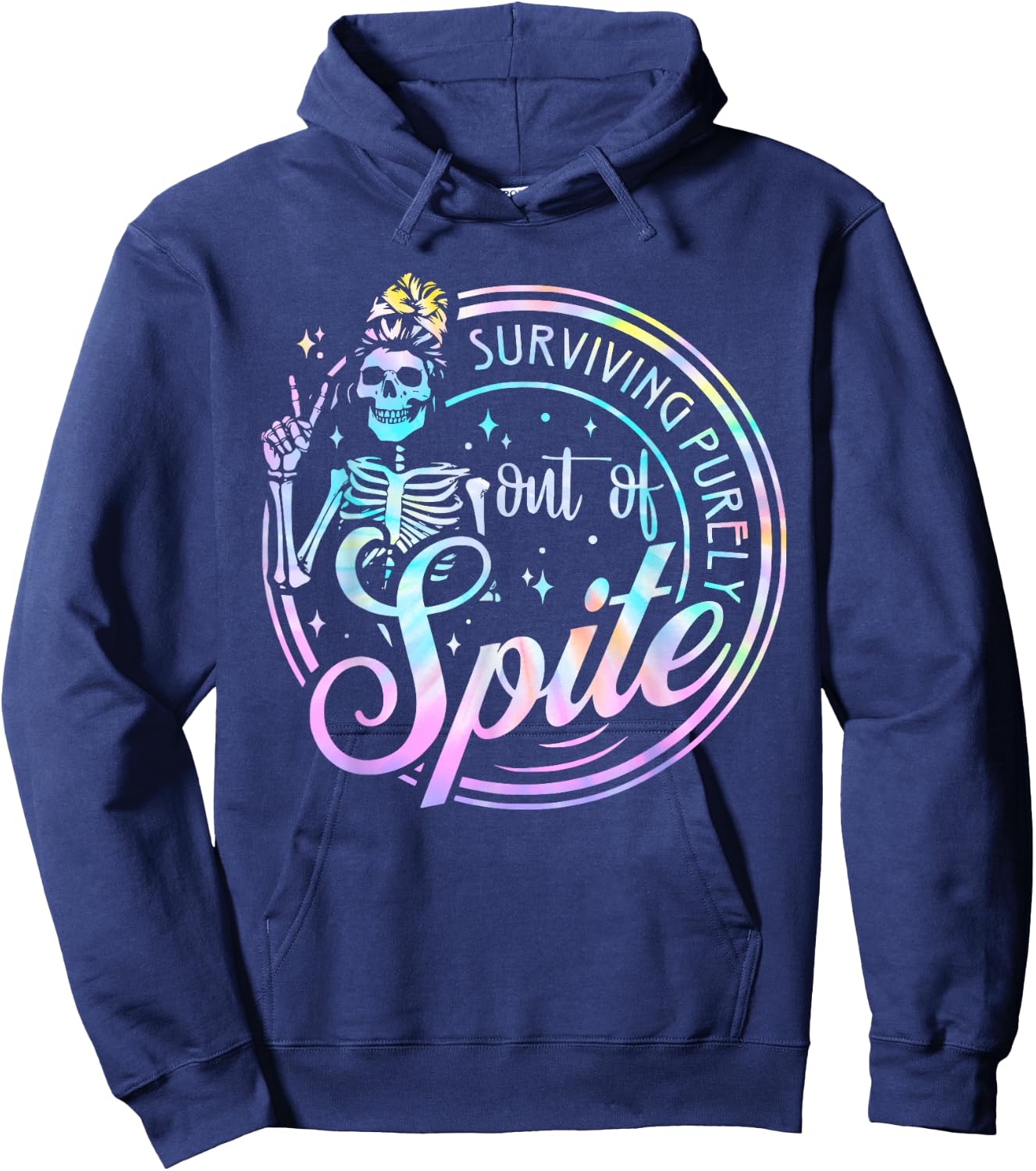 Tie Dye Skull Women Hoodie - Hoodie | Navy