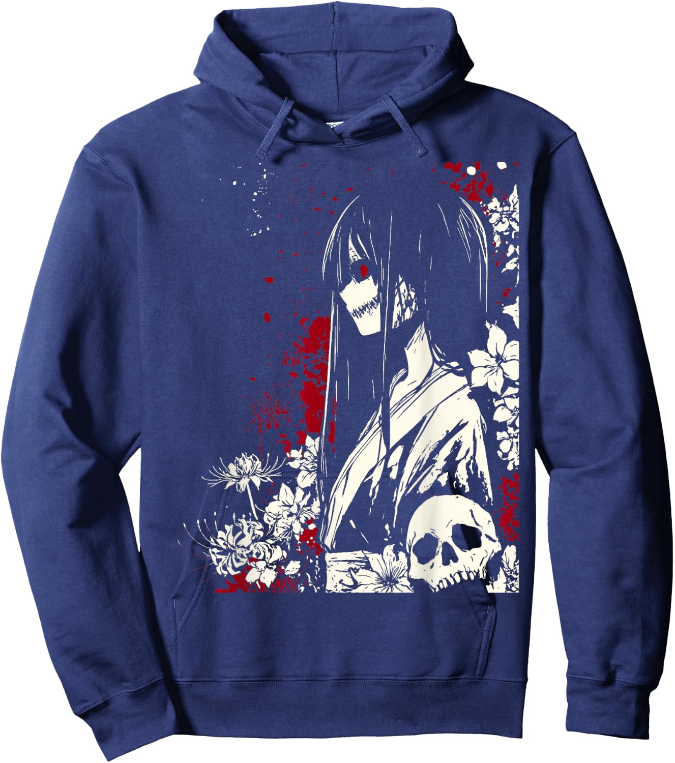 Gothic Yandere Japanese Girl Horror Anime Goth Hoodie - Hoodie | Navy