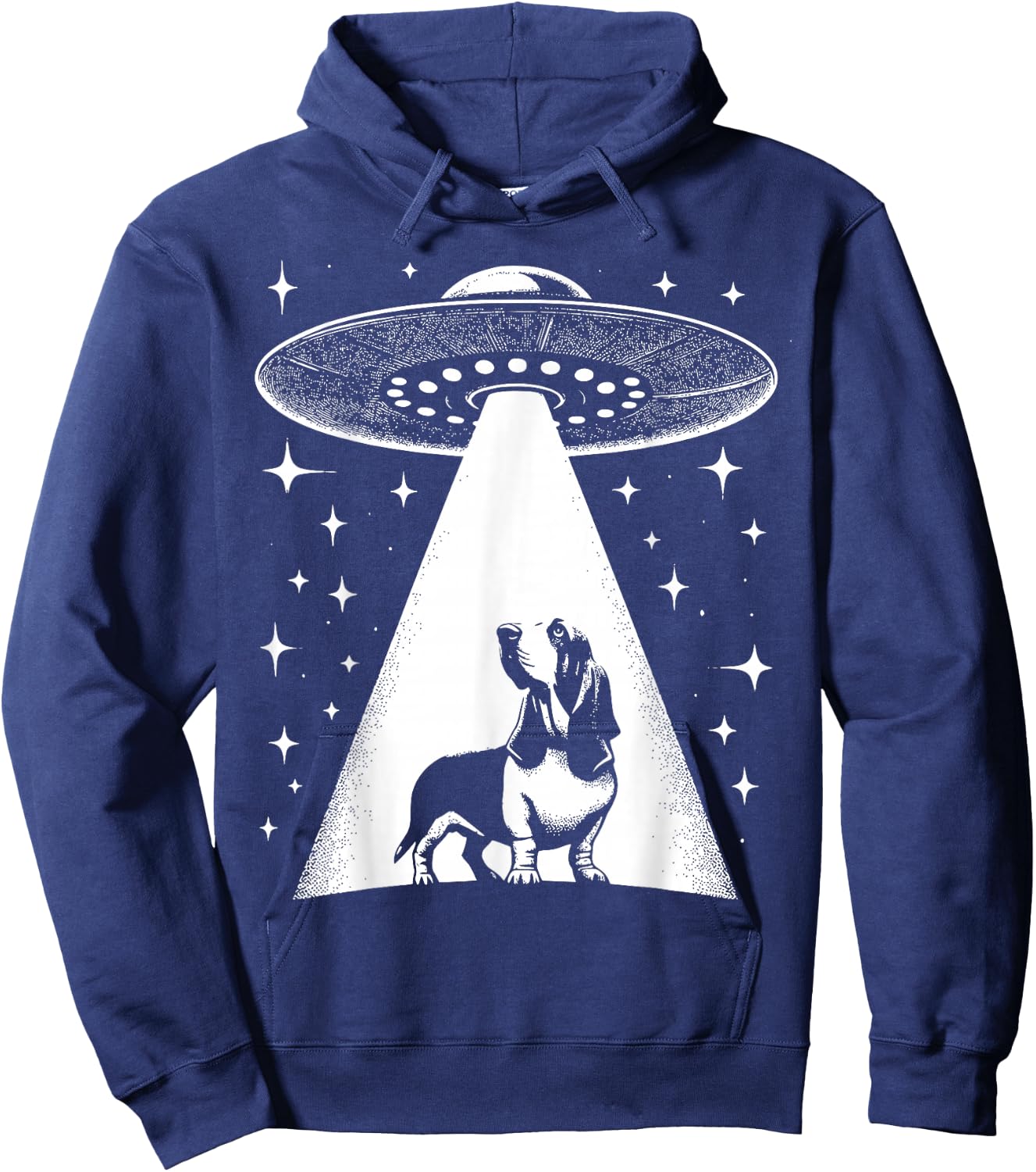 Basset Hound Mom Dad Dog - Funny Alien UFO Hoodie - Hoodie | Navy