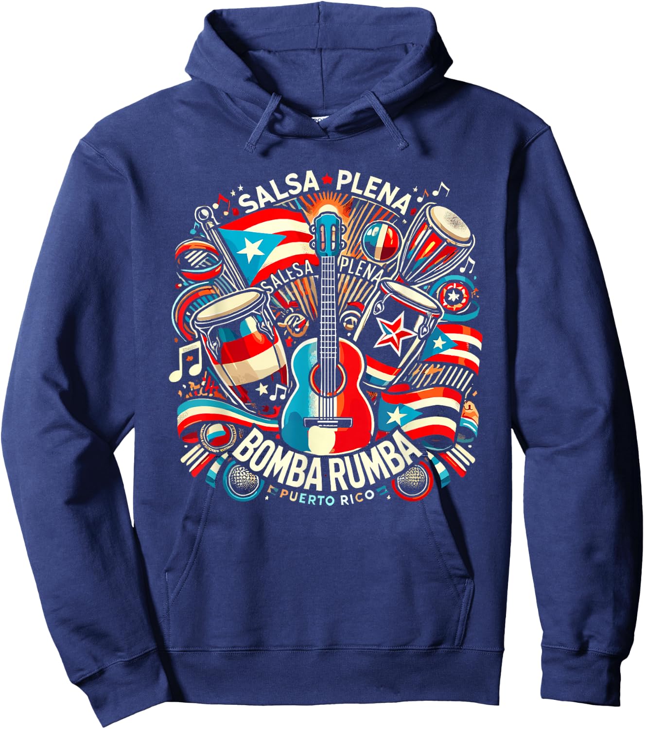 Salsa Plena Bomba Rumba Puerto Rica Dance Hoodie - Hoodie | Navy