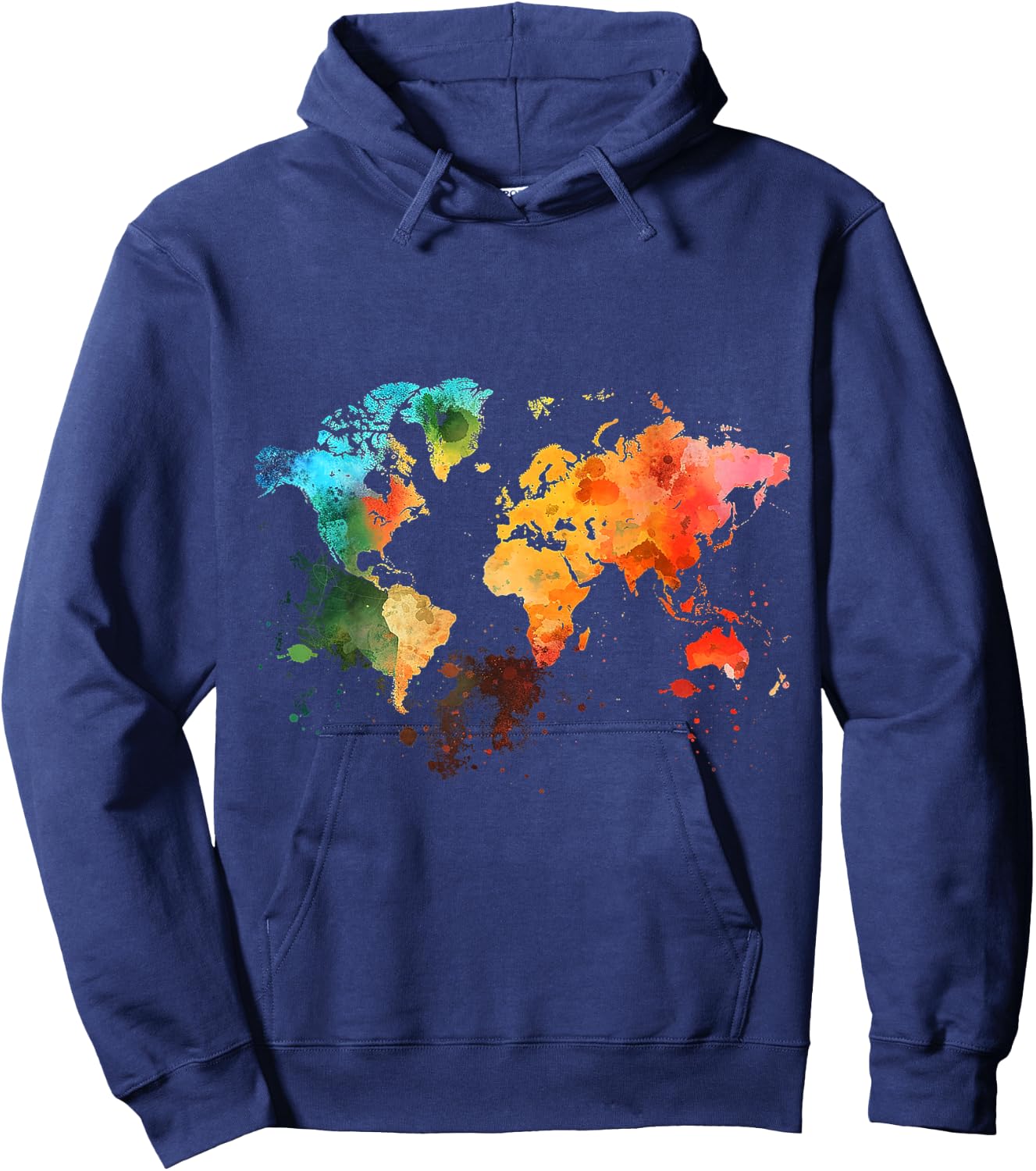 World Map Watercolor Hoodie - Hoodie | Navy
