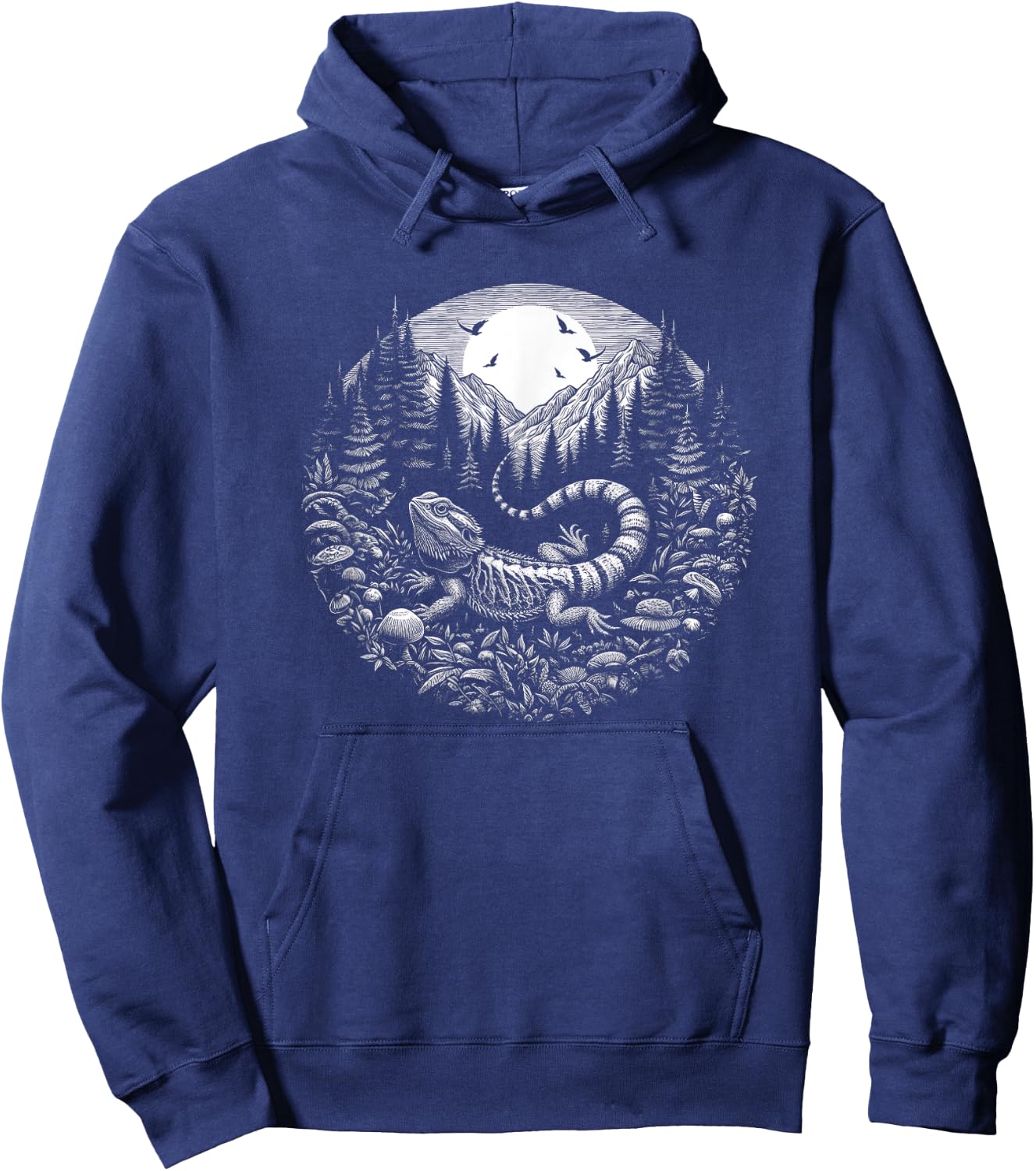 Bearded Dragon Art Forest Scene Design And Men Hoodie - Hoodie | Navy