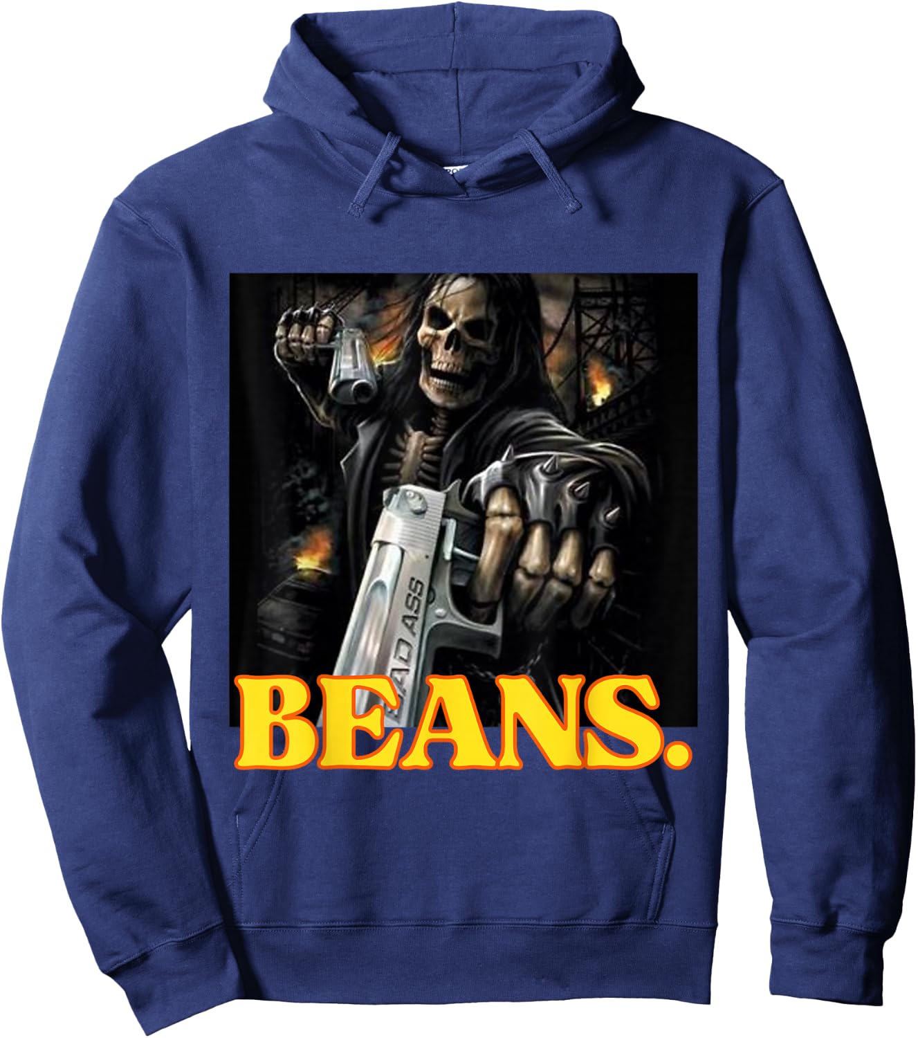 Beans Enjoyer Funny Cringe Hard Skeleton Meme Hoodie - Hoodie | Navy