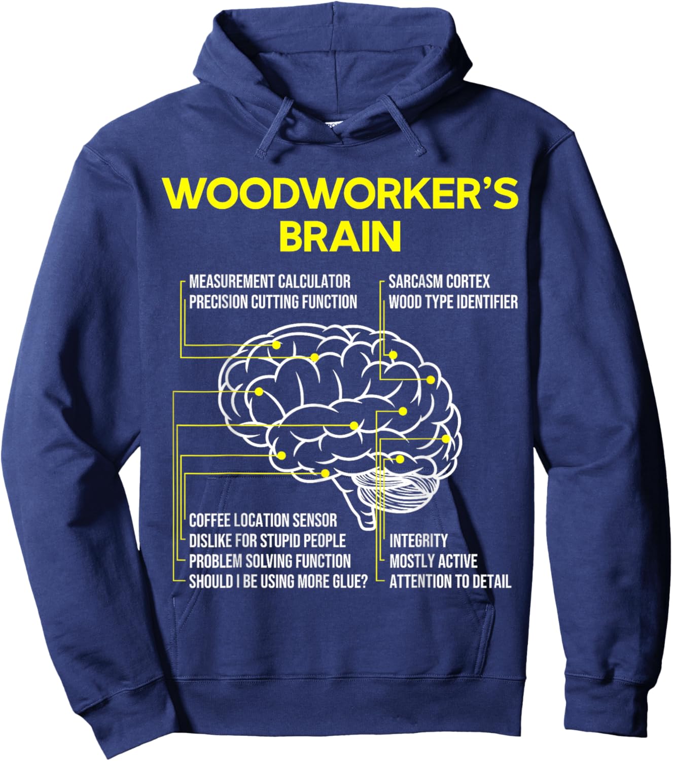 Woodworker's Brain Funny Woodworking Carpenter Hoodie - Hoodie | Navy