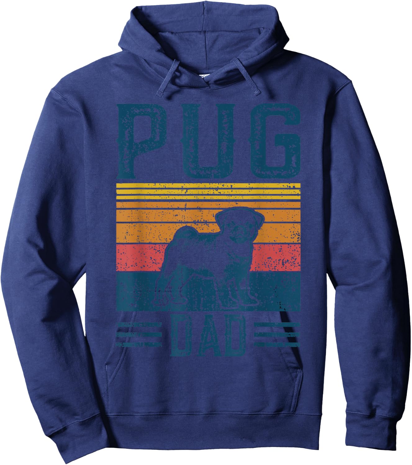 Dog | Pug Papa - Vintage Pug Dad Hoodie - Hoodie | Navy