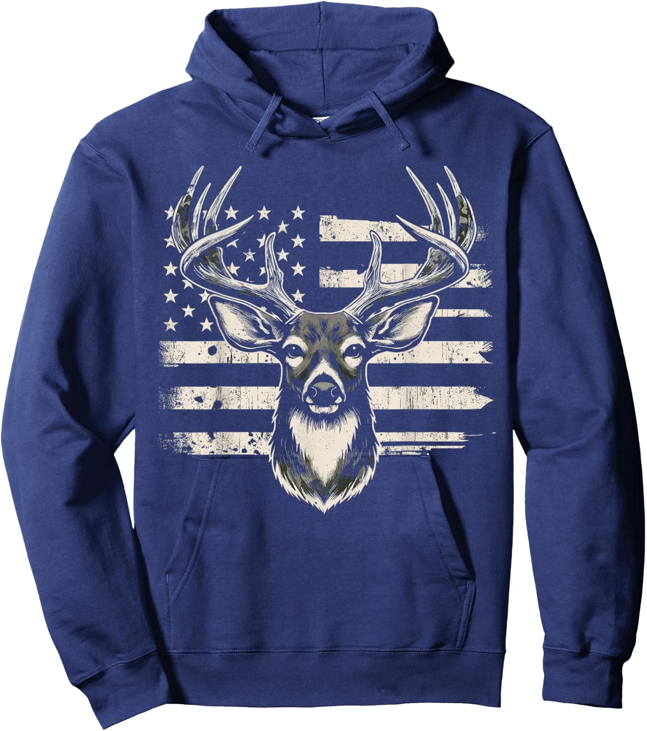 Deer Hunting USA Flag American Hoodie - Hoodie | Navy