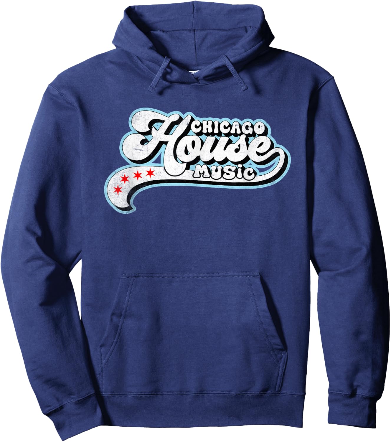 Chicago House Music - EDM DJ Retro Distressed Hoodie - Hoodie | Navy
