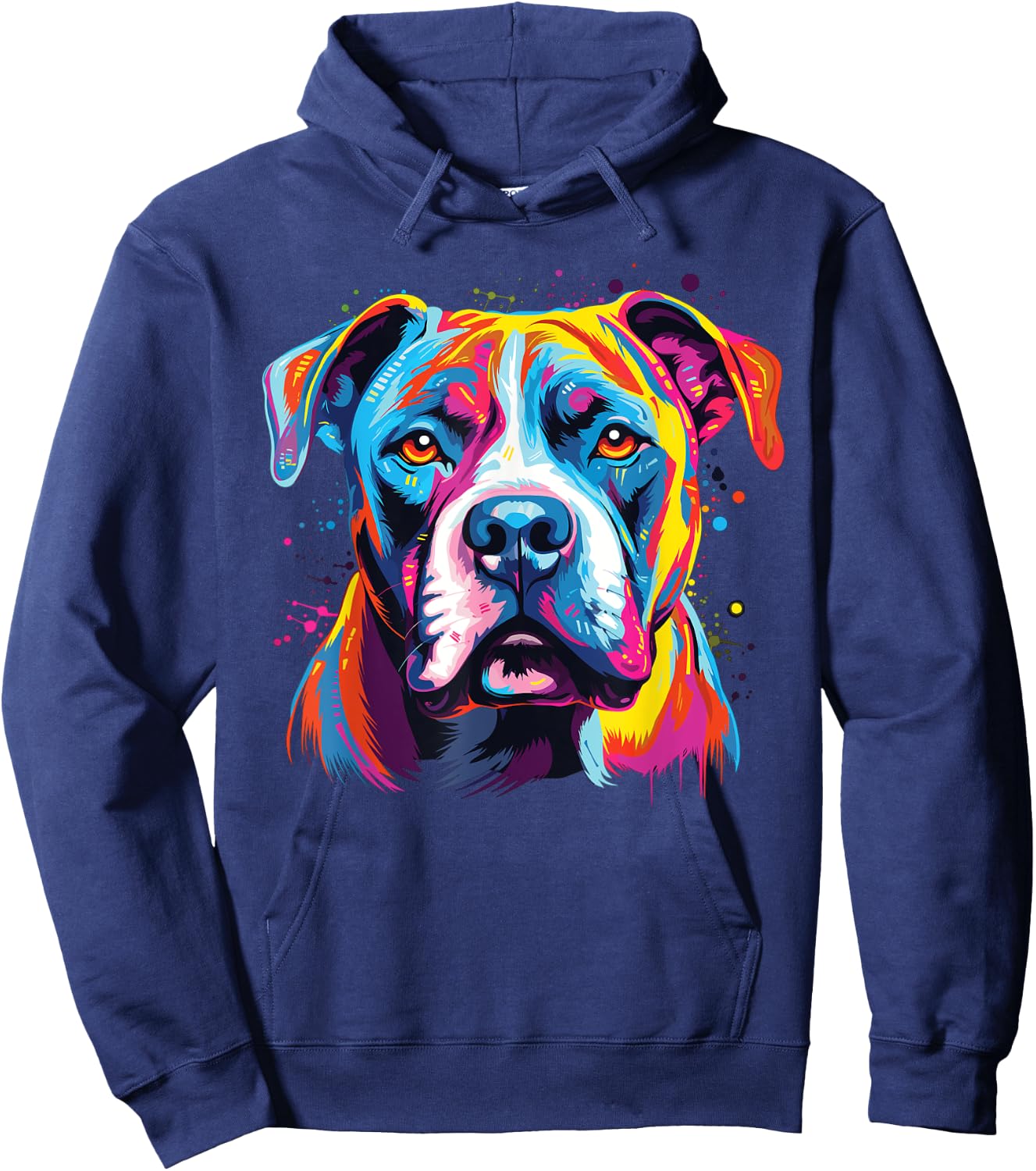 Watercolor Colorful American Bulldog Dog Hoodie - Hoodie | Navy