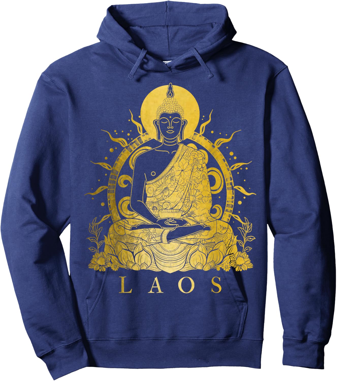 Laos Buddha Vintage Buddhist Souvenir Hoodie - Hoodie | Navy