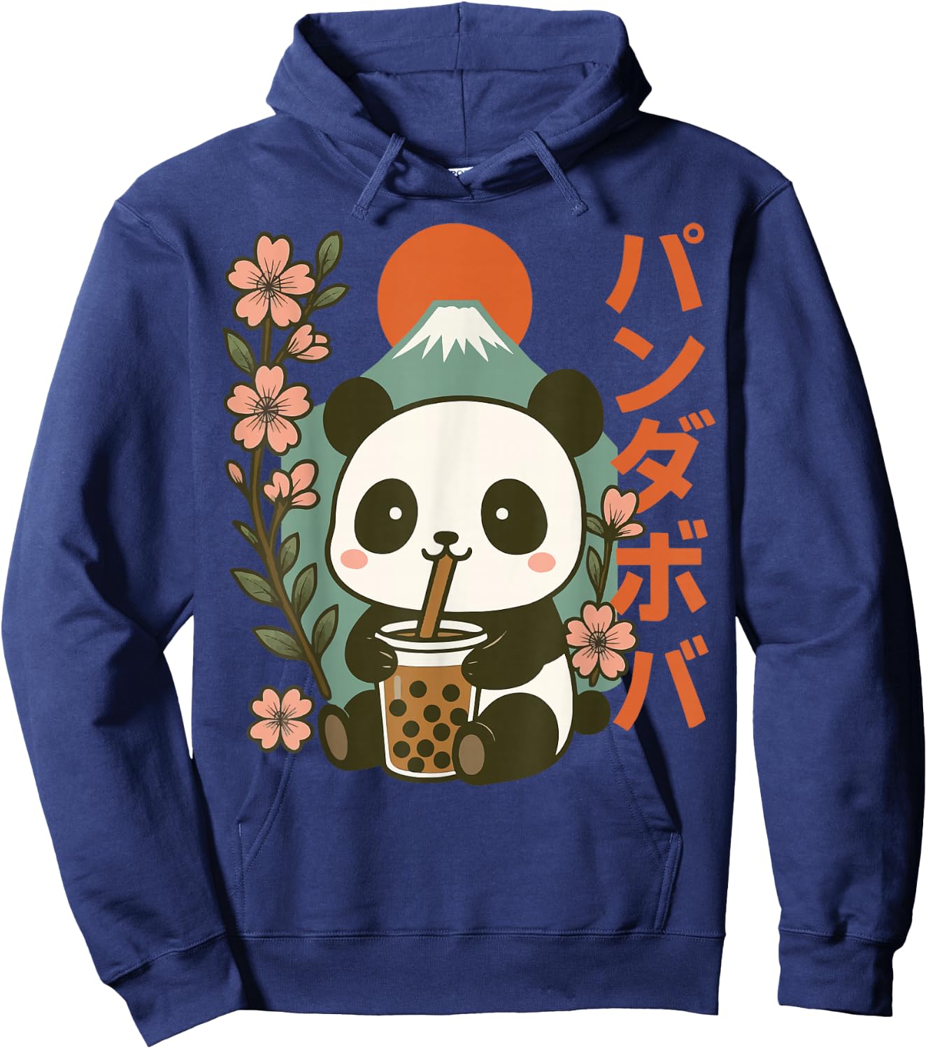 Panda Drinking Boba Milk Tea Panda Hoodie - Hoodie | Navy