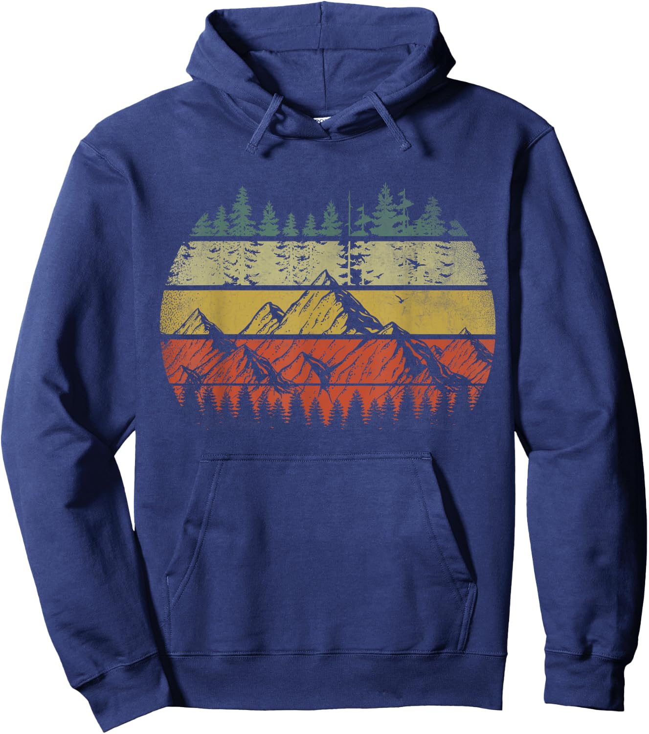 Wildlife Trees Outdoors Nature Retro Forest Hoodie - Hoodie | Navy