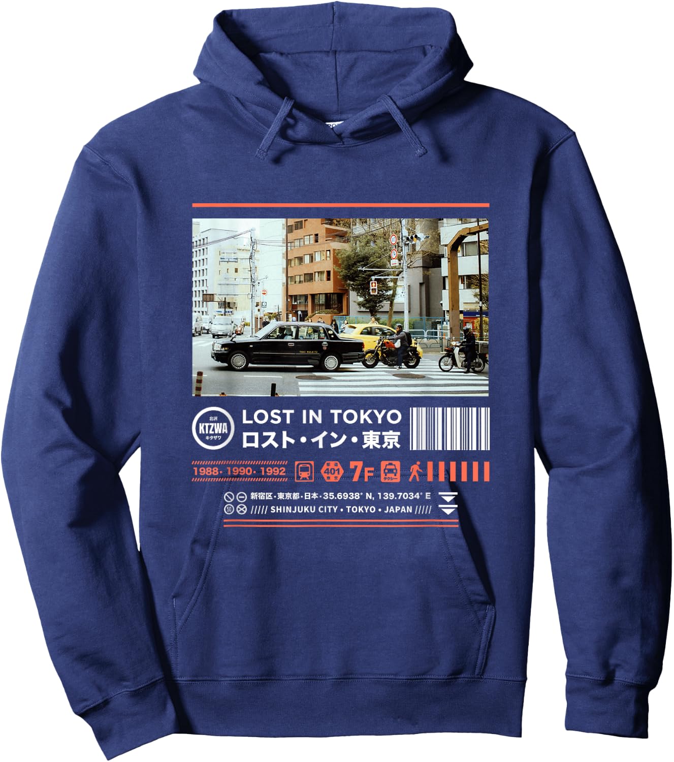 Japanese Tokyo Cyberpunk Art Streetwear Retro Hoodie - Hoodie | Navy