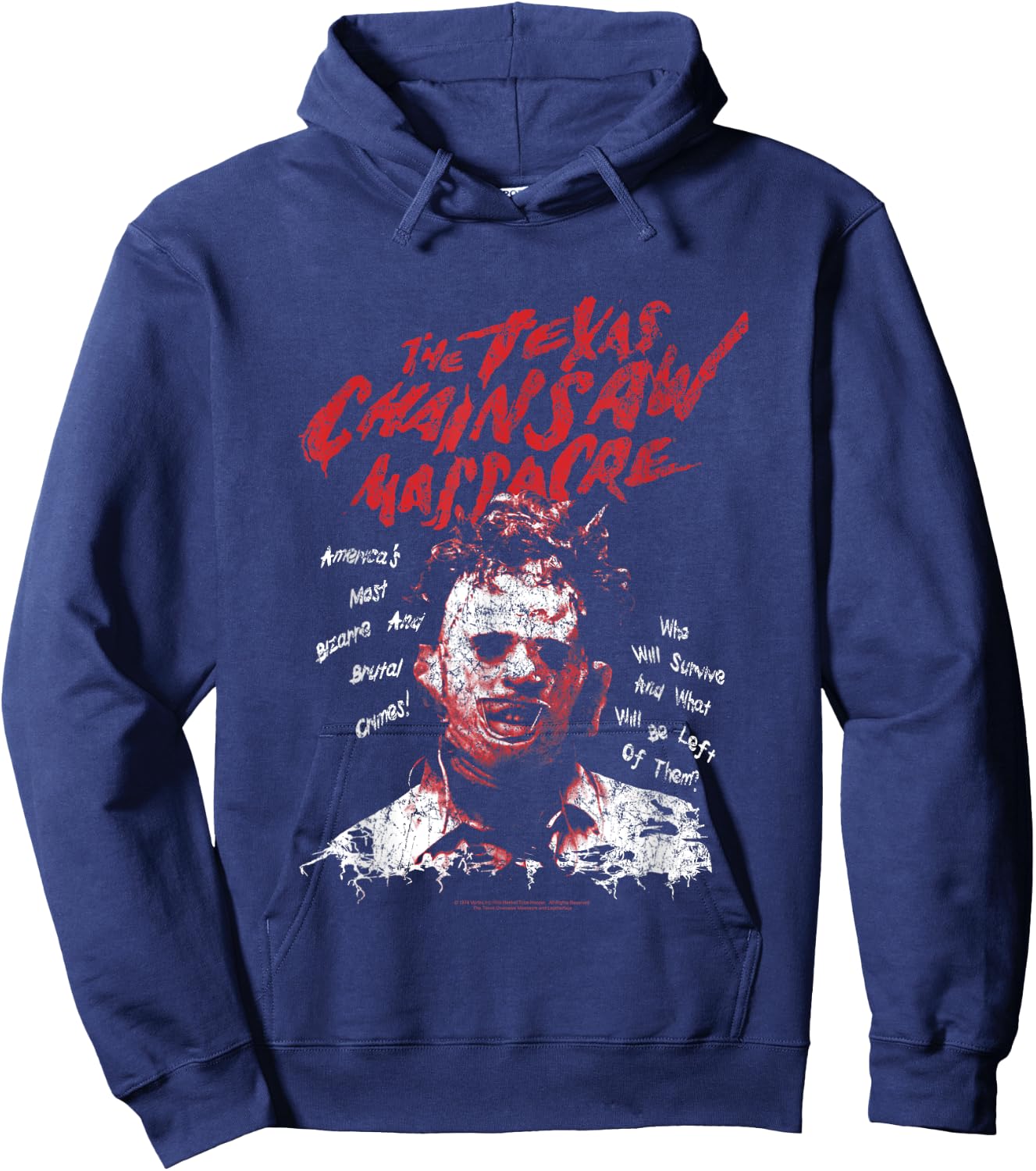 Texas Chainsaw Massacre Leatherface Word Crown Hoodie - Hoodie | Navy
