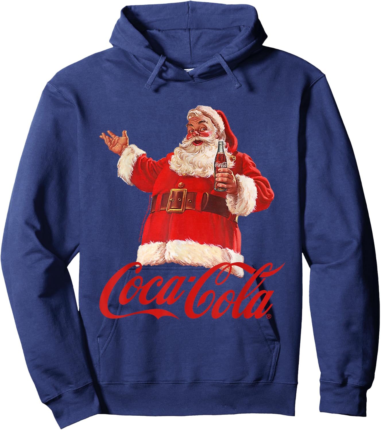 Coca Cola Christmas Santa Bottle Hoodie - Hoodie | Navy