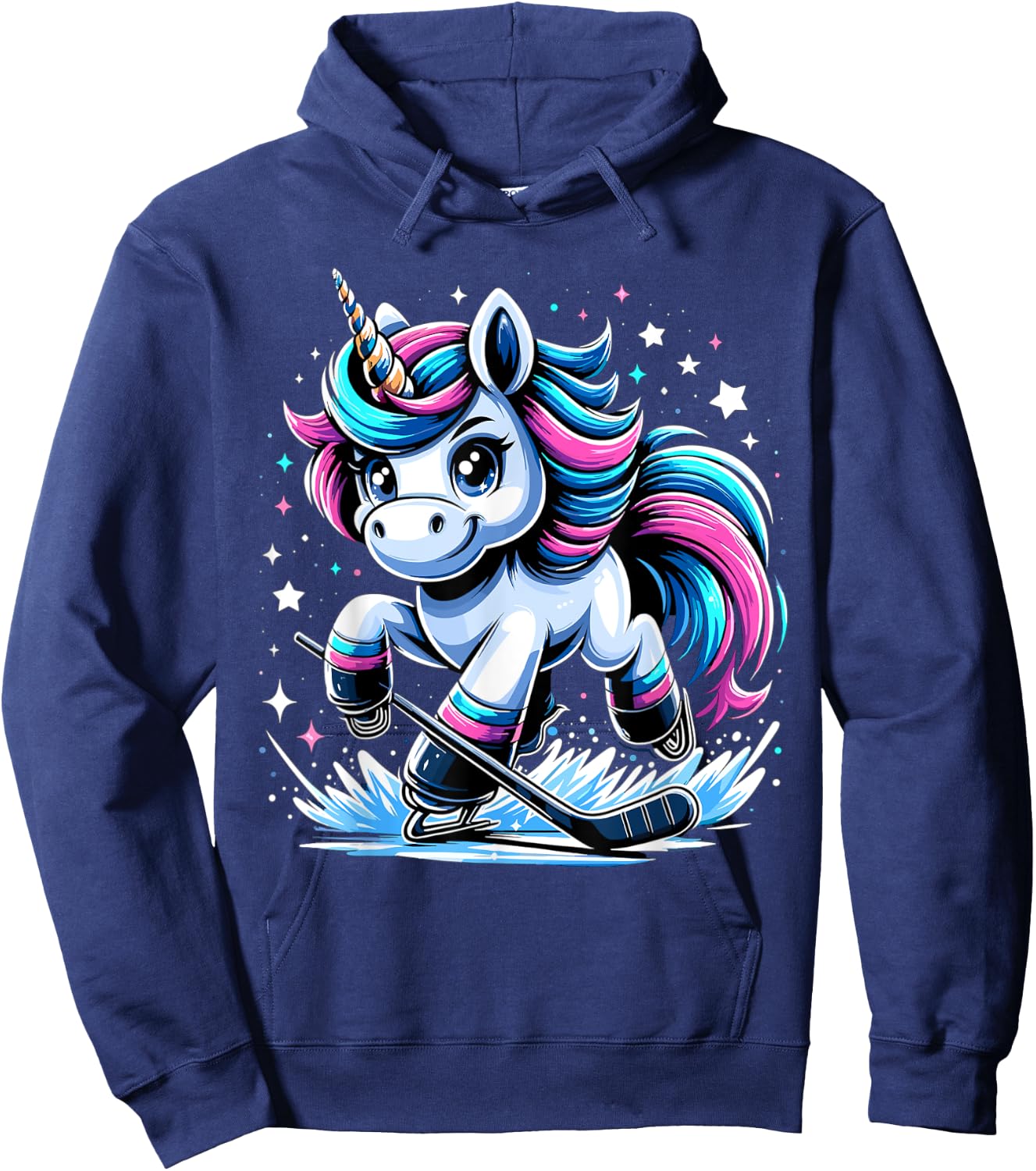 Ice Hockey Unicorn Kawaii Ice Hockey Hoodie - Hoodie | Navy