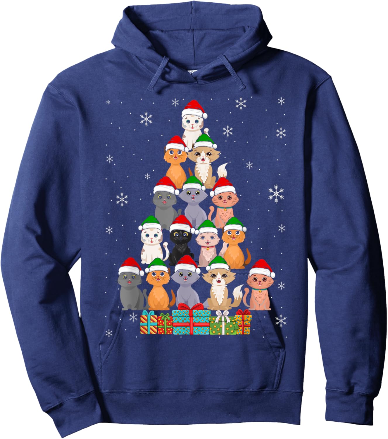 Christmas Cats Xmas Meow Christmas Hoodie - Hoodie | Navy