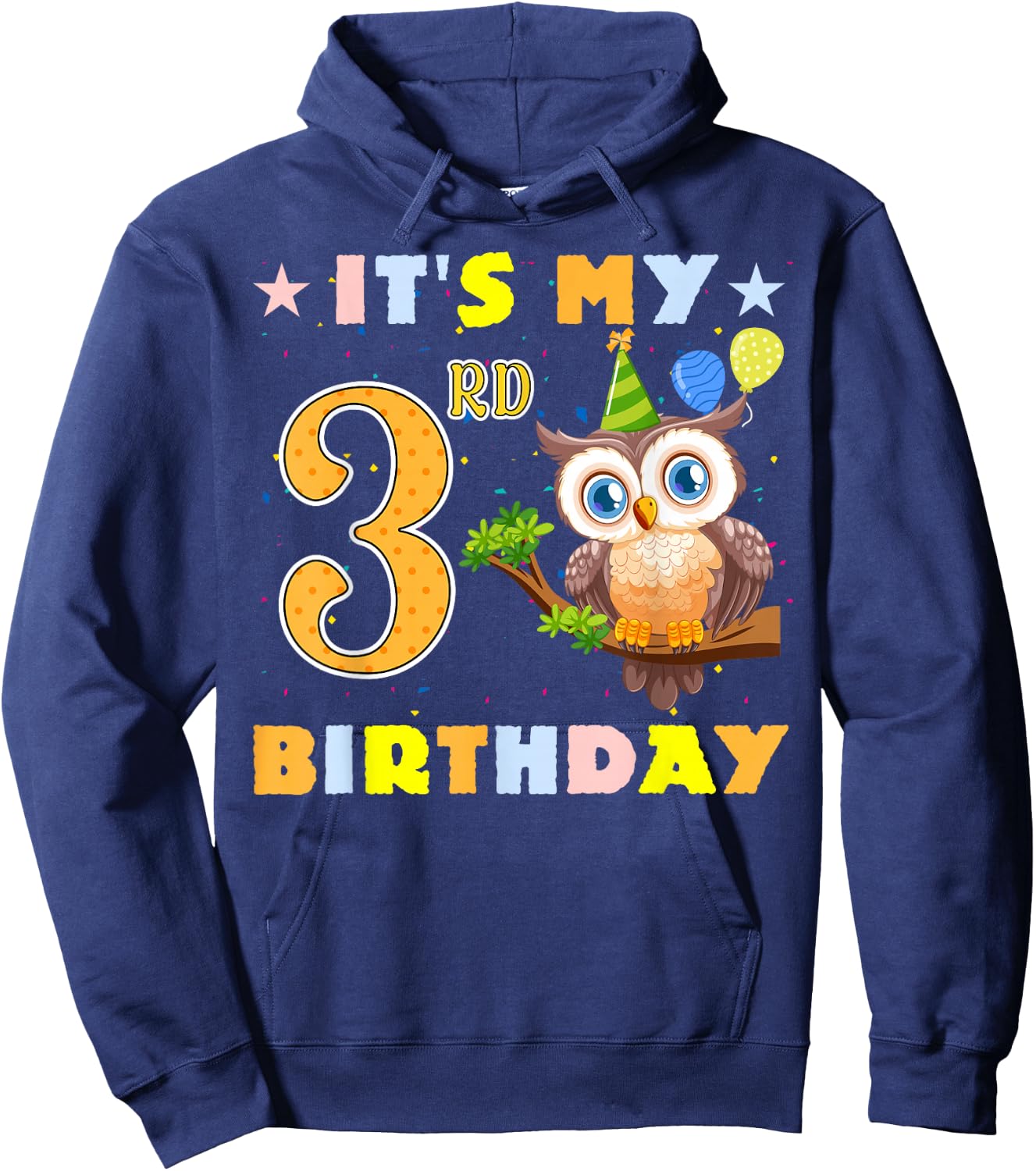 Cute It's My 3rd Birthday Owl Birds 3 Years Old Hoodie - Hoodie | Navy