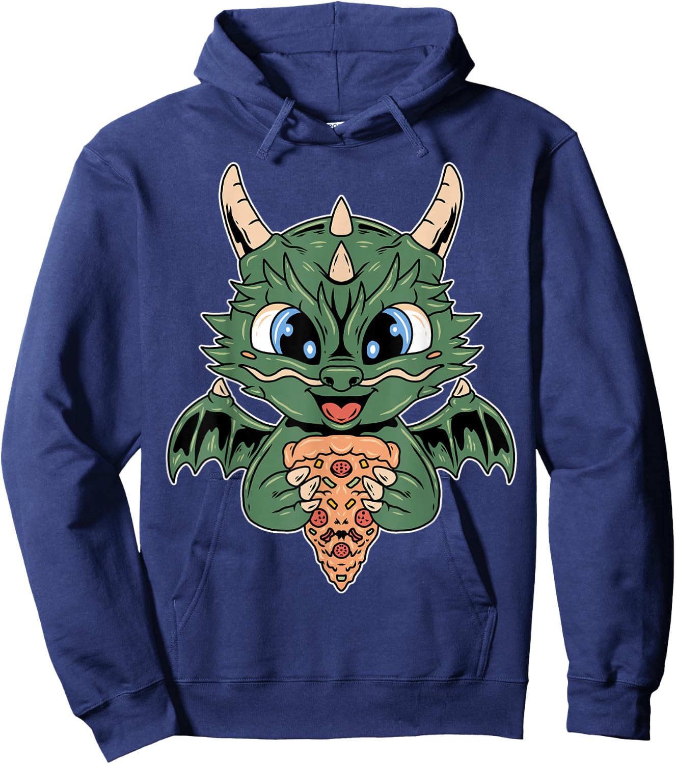 Mythical Kawaii Dragon Wings Pizza Fantasy Hoodie - Hoodie | Navy