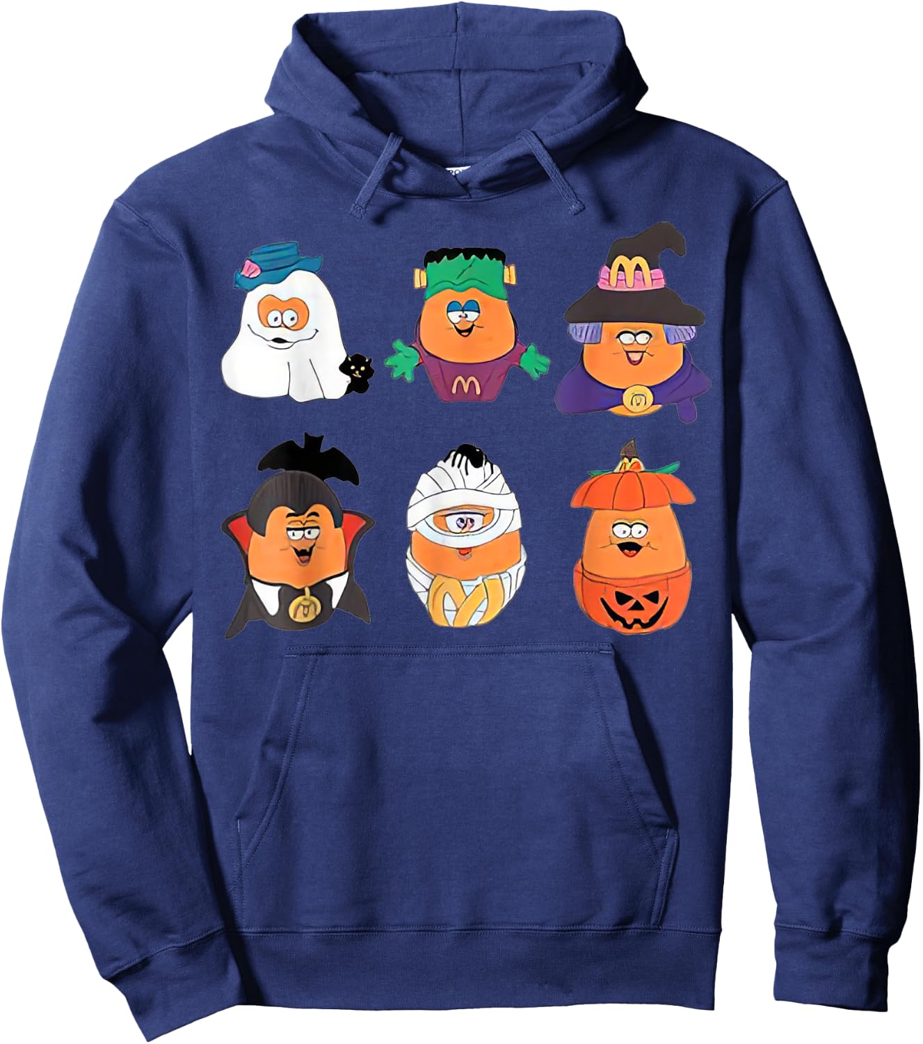 Chicken Nugget Halloween Retro 90S Pumpkin Boo Hoodie - Hoodie | Navy