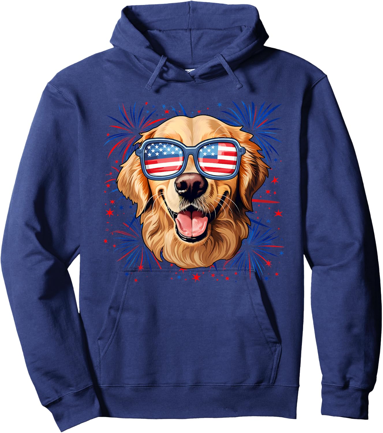 American 4th Of July Golden Retriever Hoodie - Hoodie | Navy