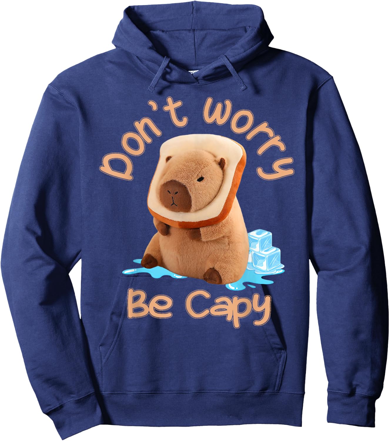 Capybara Don't Worry Be Capy Distressed Hoodie - Hoodie | Navy