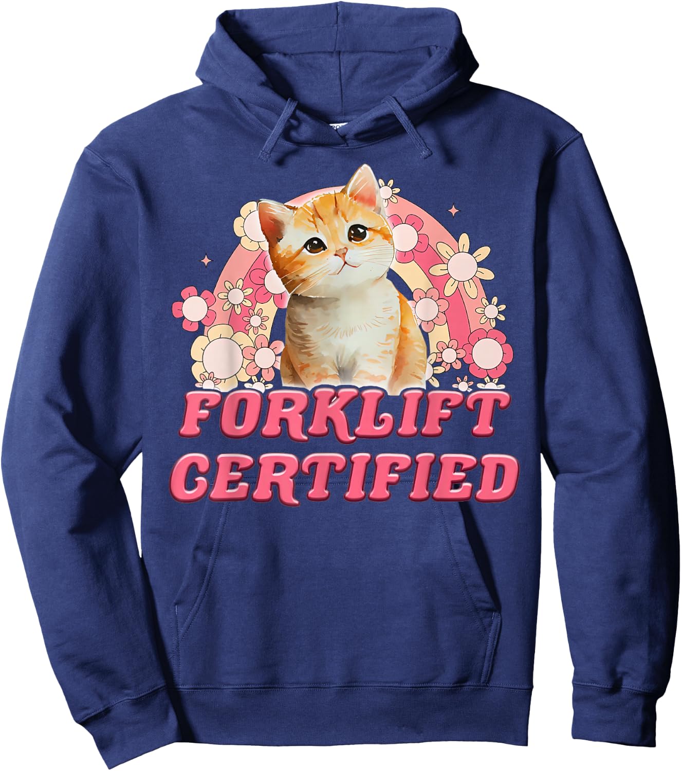 Cat Forklift Certified Funny Women Hoodie - Hoodie | Navy