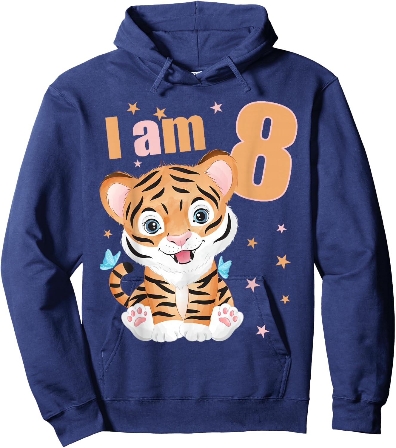 8 Years old 8 birthday outfit Boy girl Tiger Hoodie - Hoodie | Navy