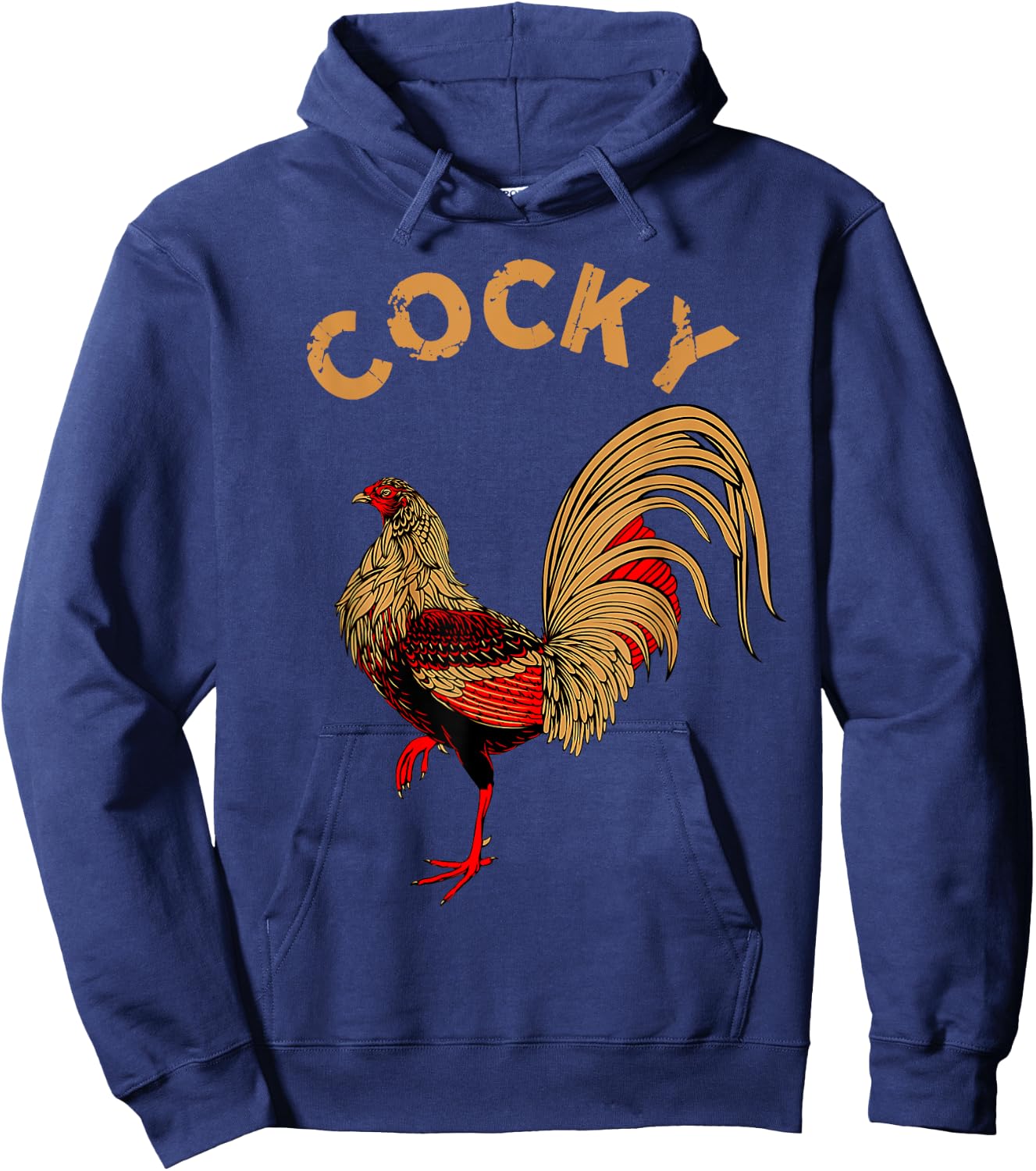 Cool Rooster Cocky Retro Vintage Chicken Hoodie - Hoodie | Navy