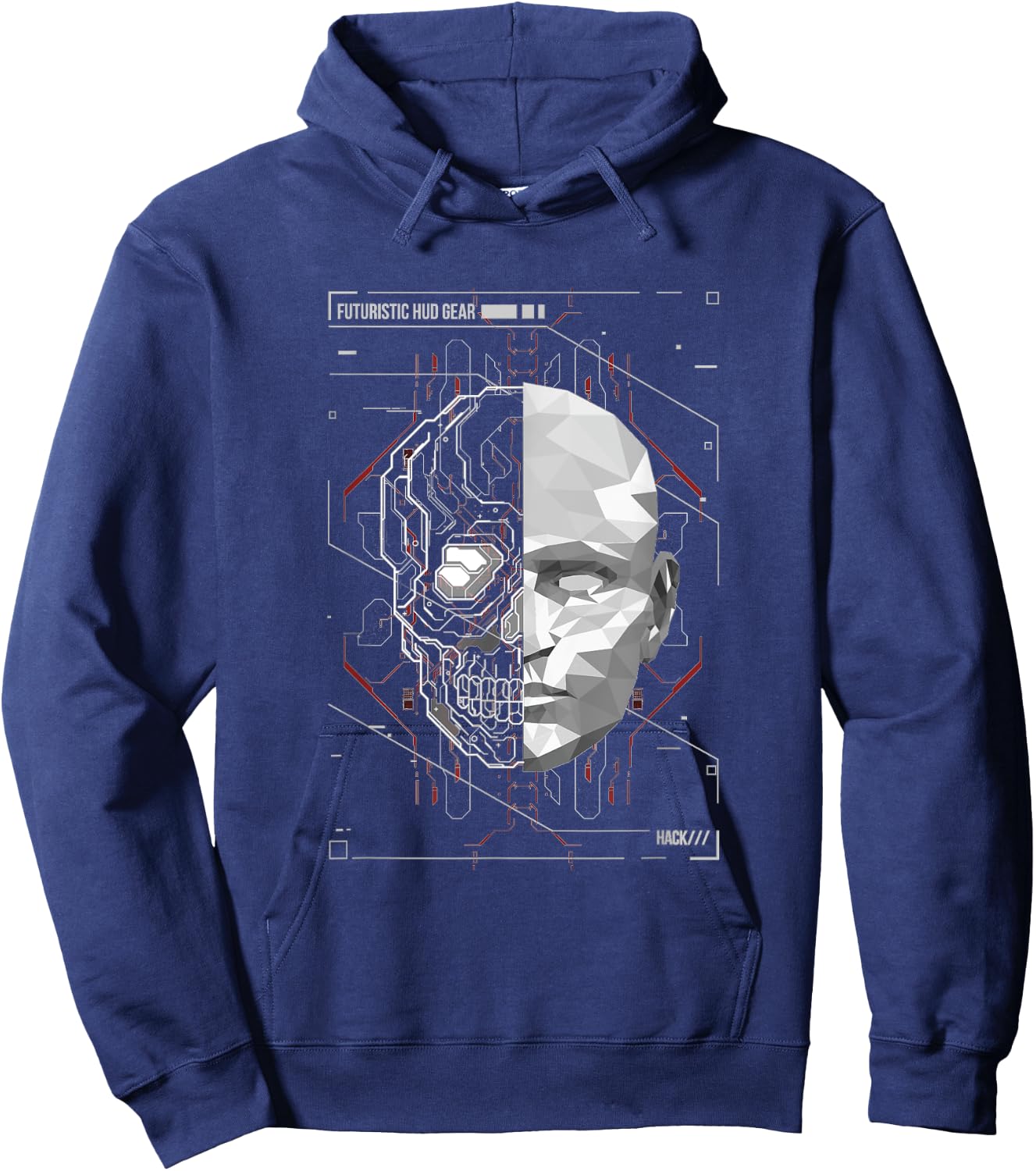 Cyberpunk HUD Gear - human anatomy of hologram Hoodie - Hoodie | Navy