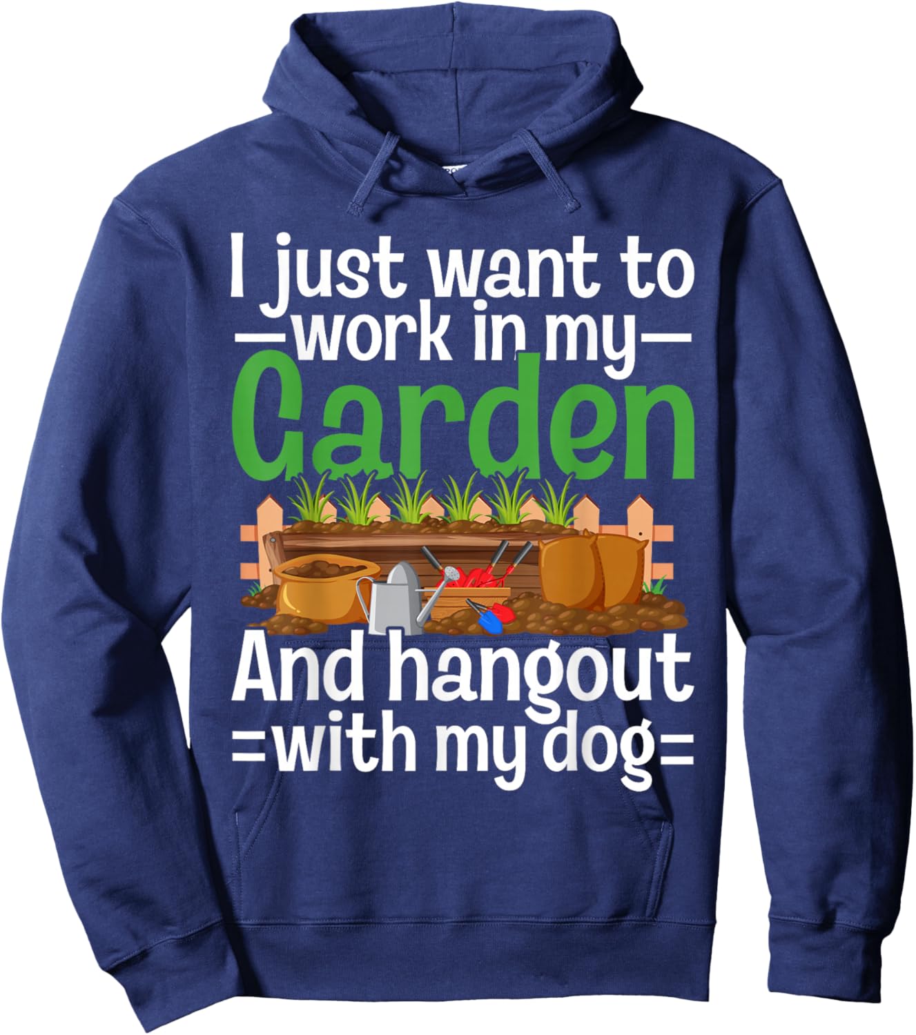 Gardening And Dogs Funny Gardening Plants Hoodie - Hoodie | Navy