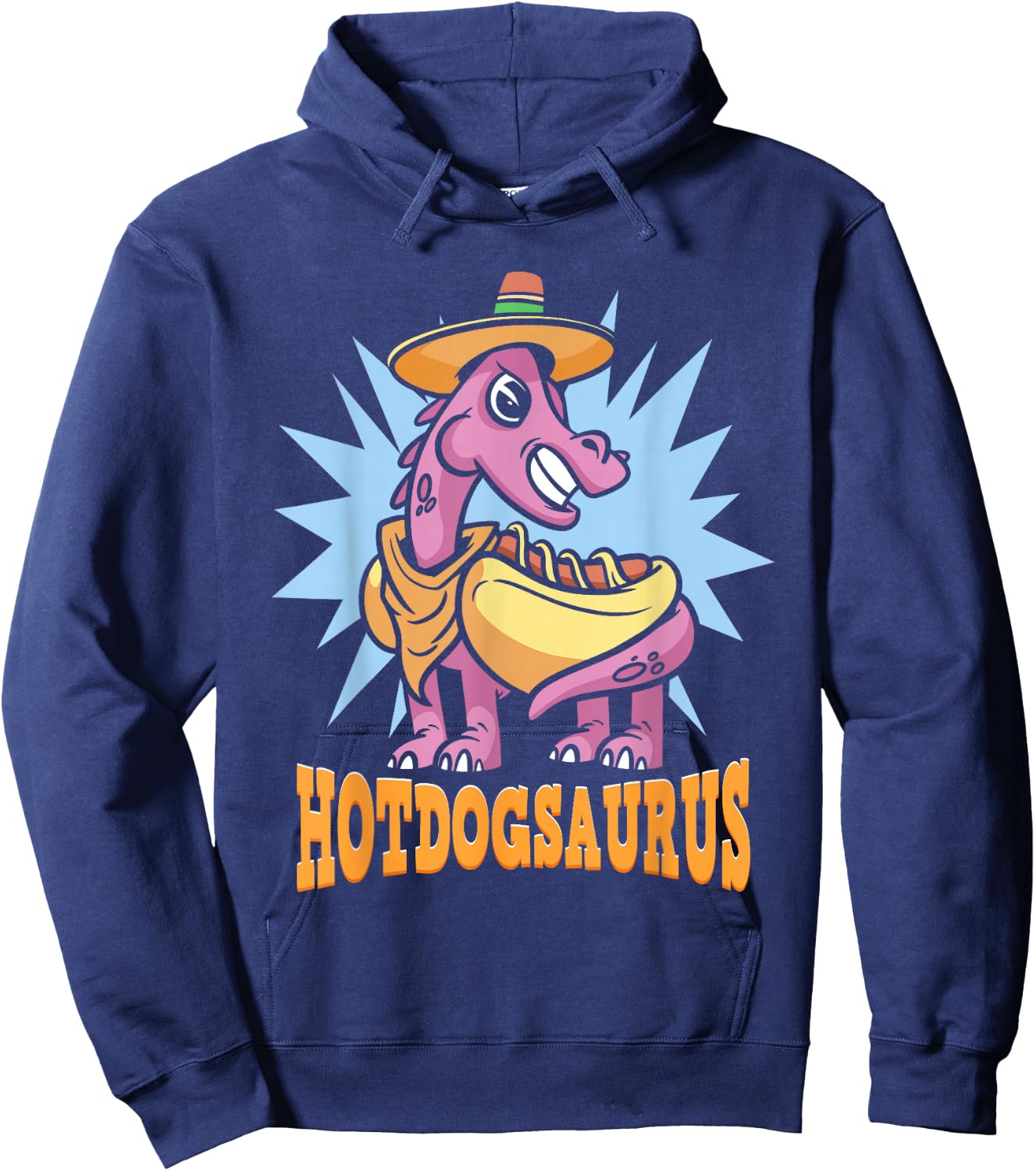 Funny Dinosaur Hot Dog | Hotdogsaurus Hoodie - Hoodie | Navy