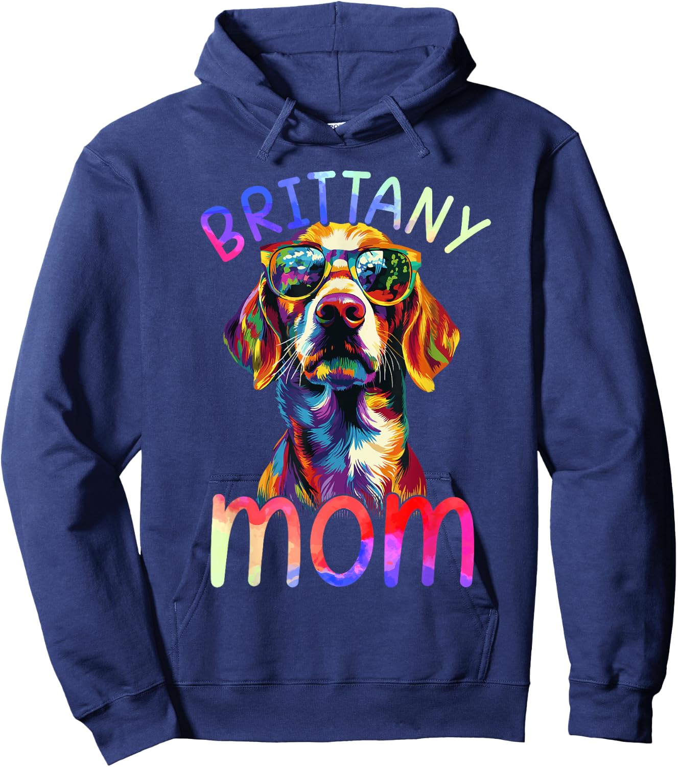 Brittany Mom Colorful Pop Art Brittany Dog Hoodie - Hoodie | Navy