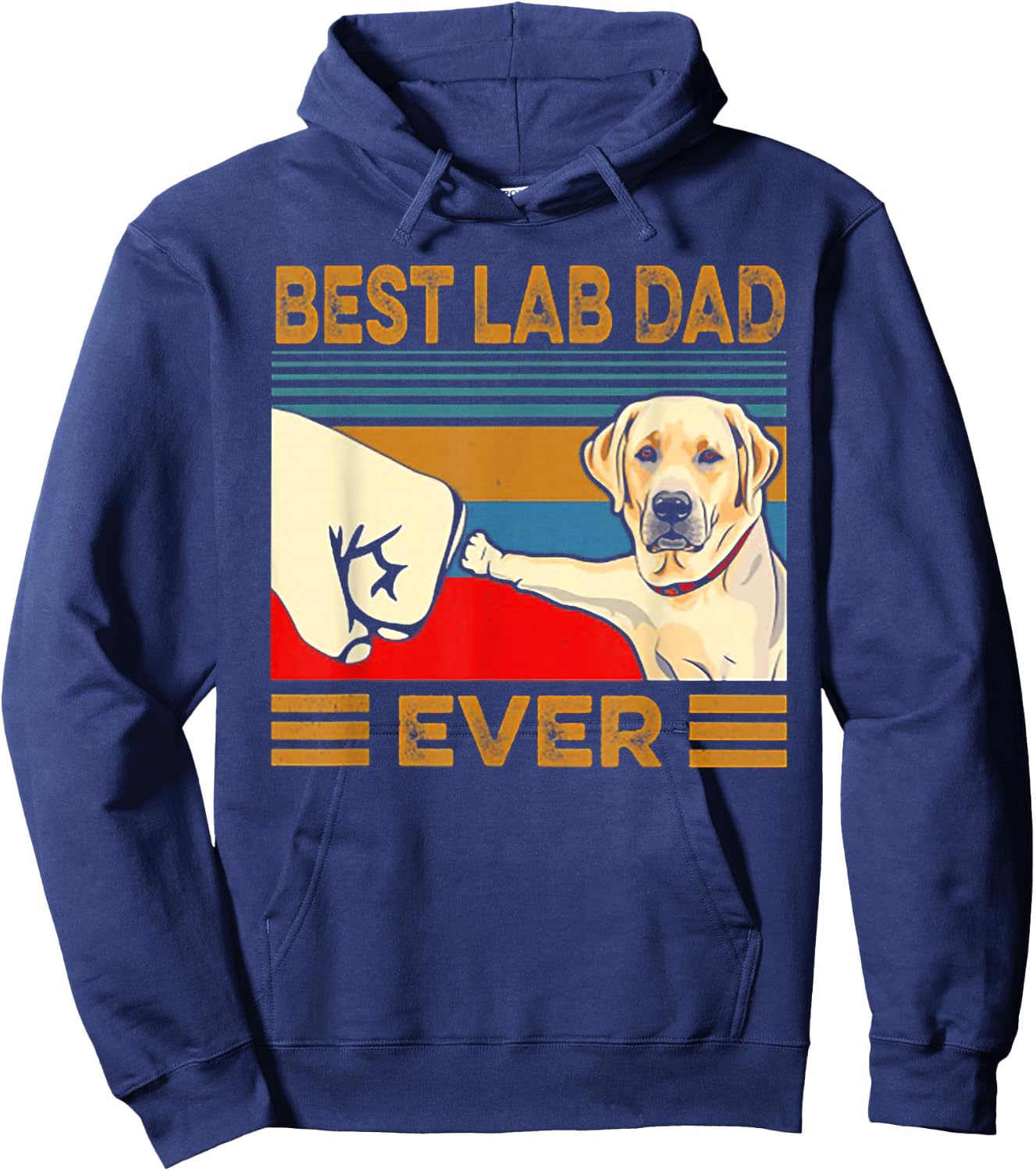 Best Lab Dad Ever Retro Vintage Hoodie - Hoodie | Navy