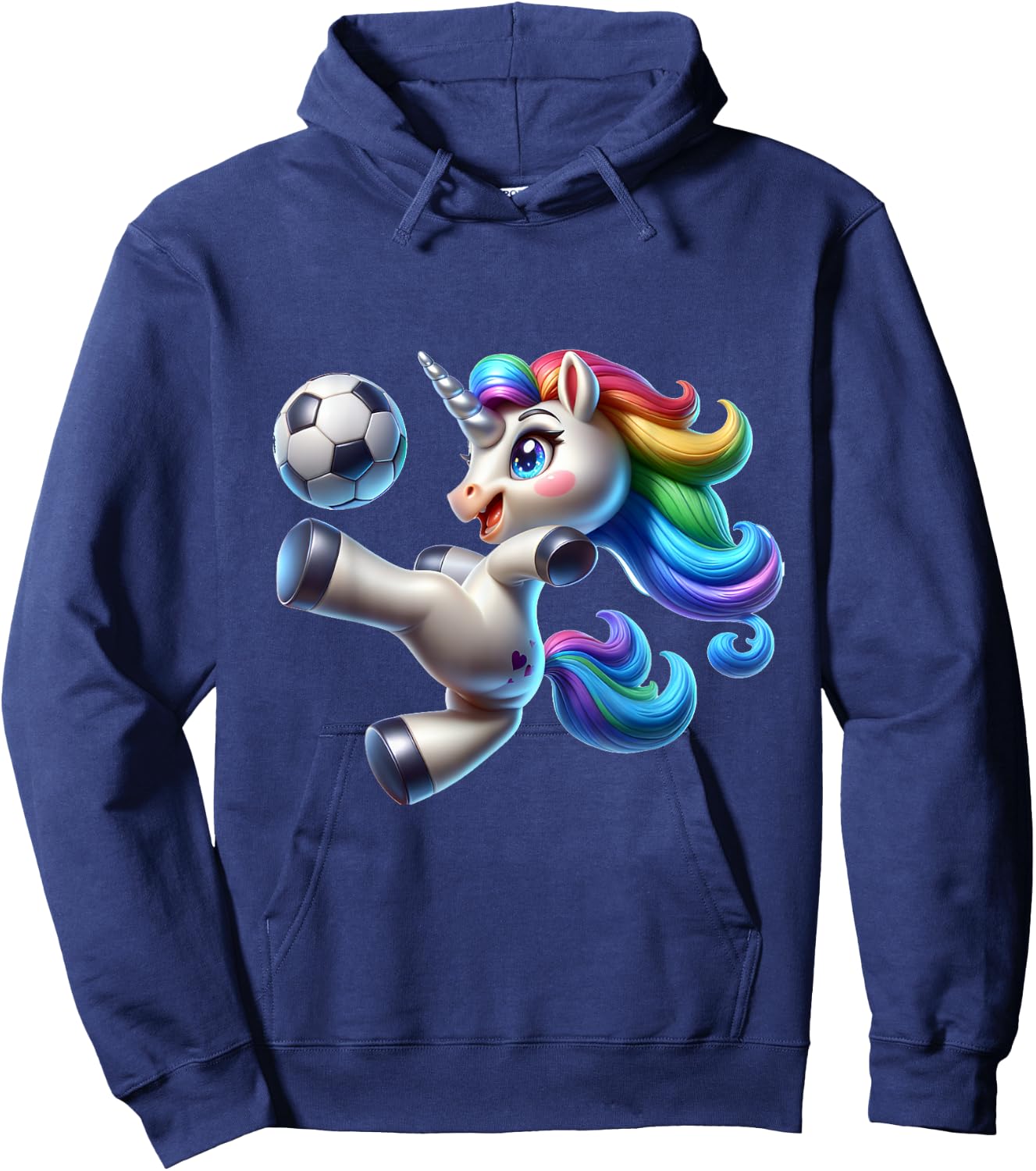 Cute Soccer Player Unicorn Hoodie - Hoodie | Navy