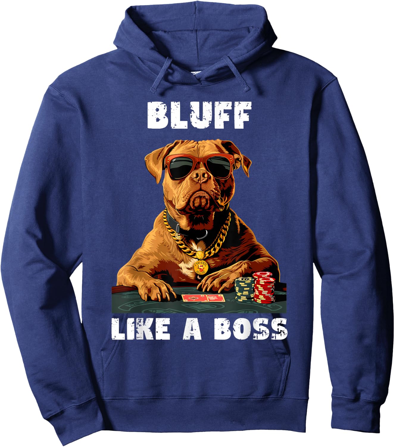 Bluff Like a Boss, Texas Holdem Poker Hoodie - Hoodie | Navy