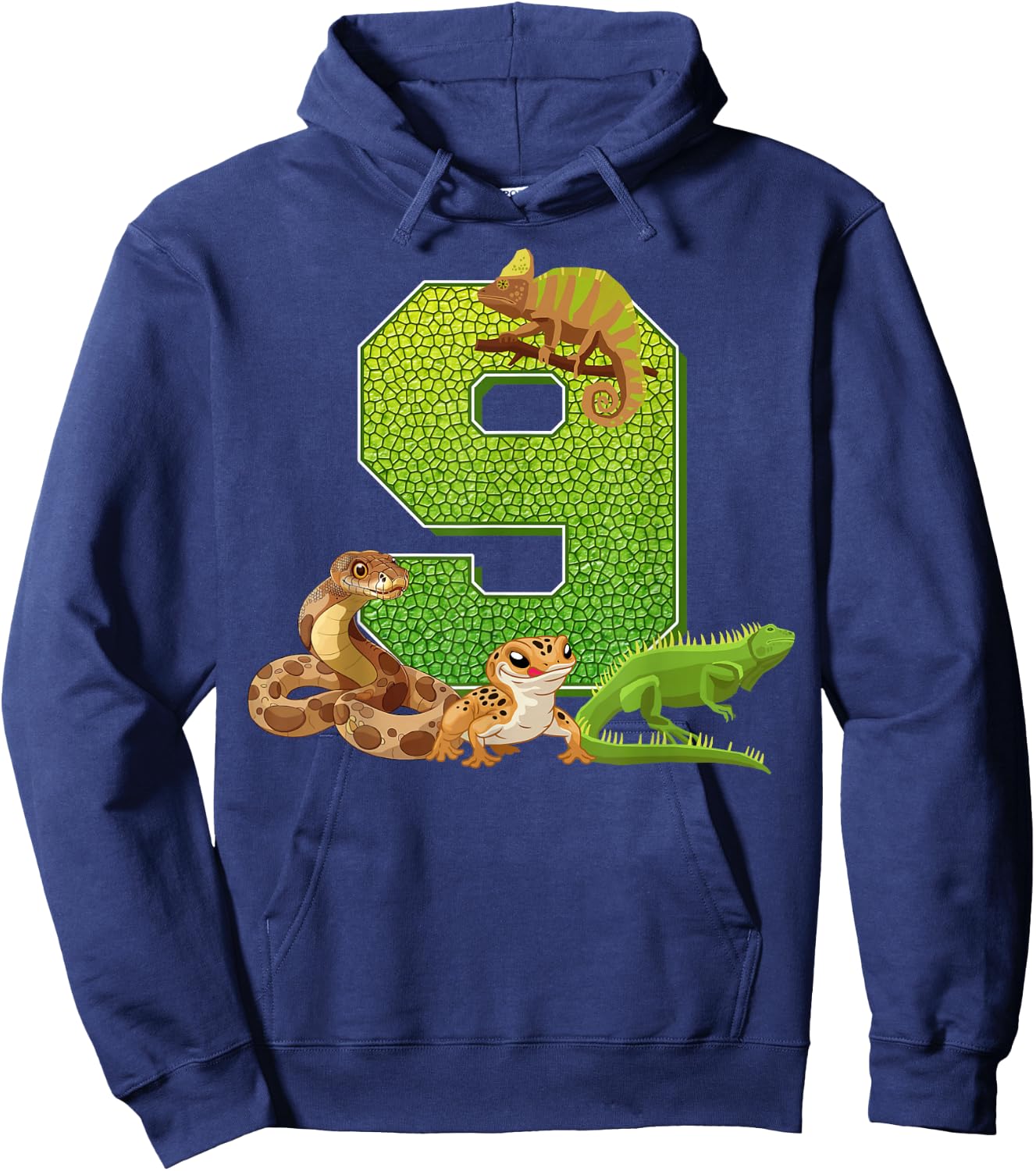 9 Bday Party 9 Years Old Reptile Animals Hoodie - Hoodie | Navy