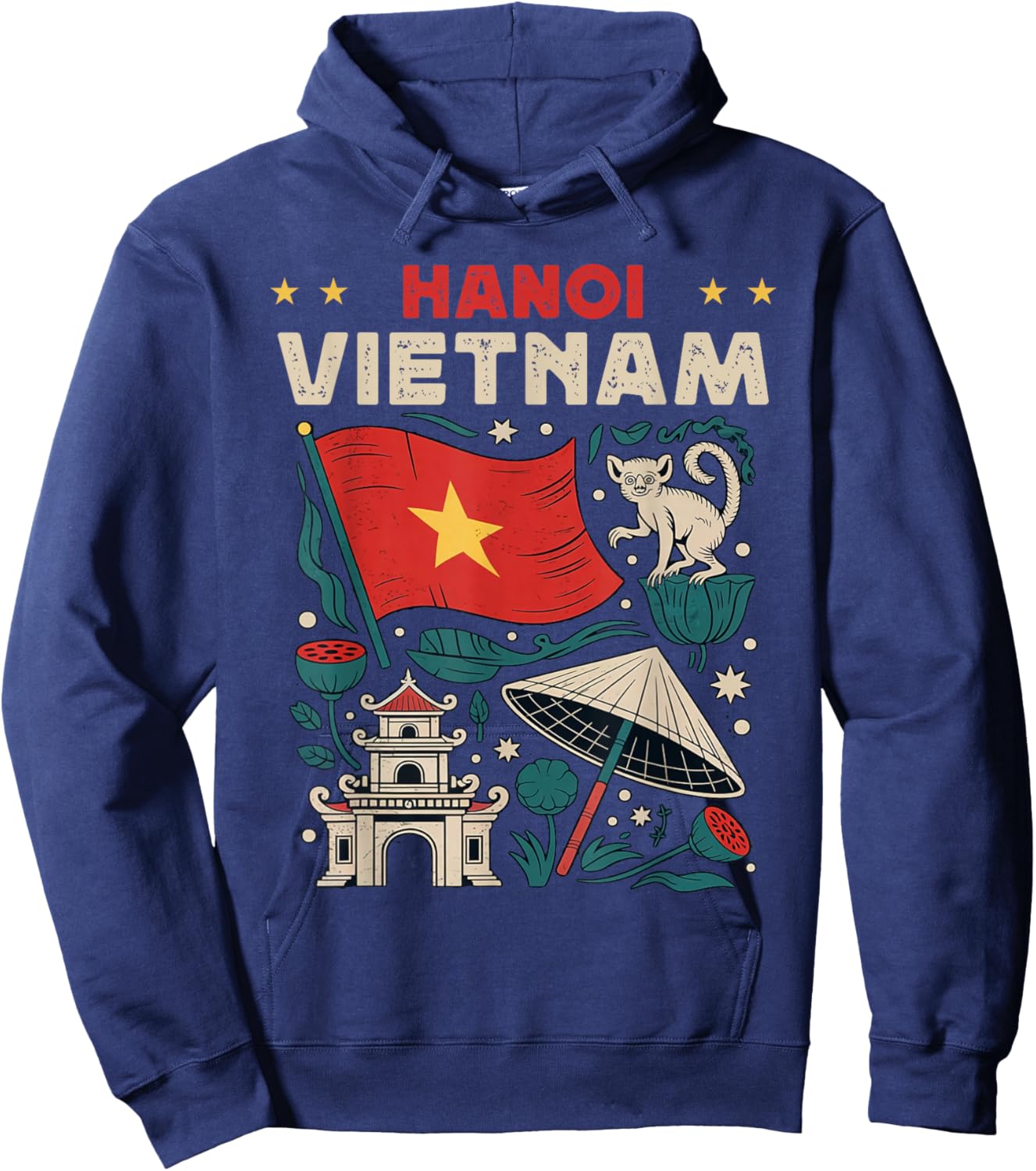 Hanoi Vietnam Flag Vietnamese Travel Souvenir Hoodie - Hoodie | Navy