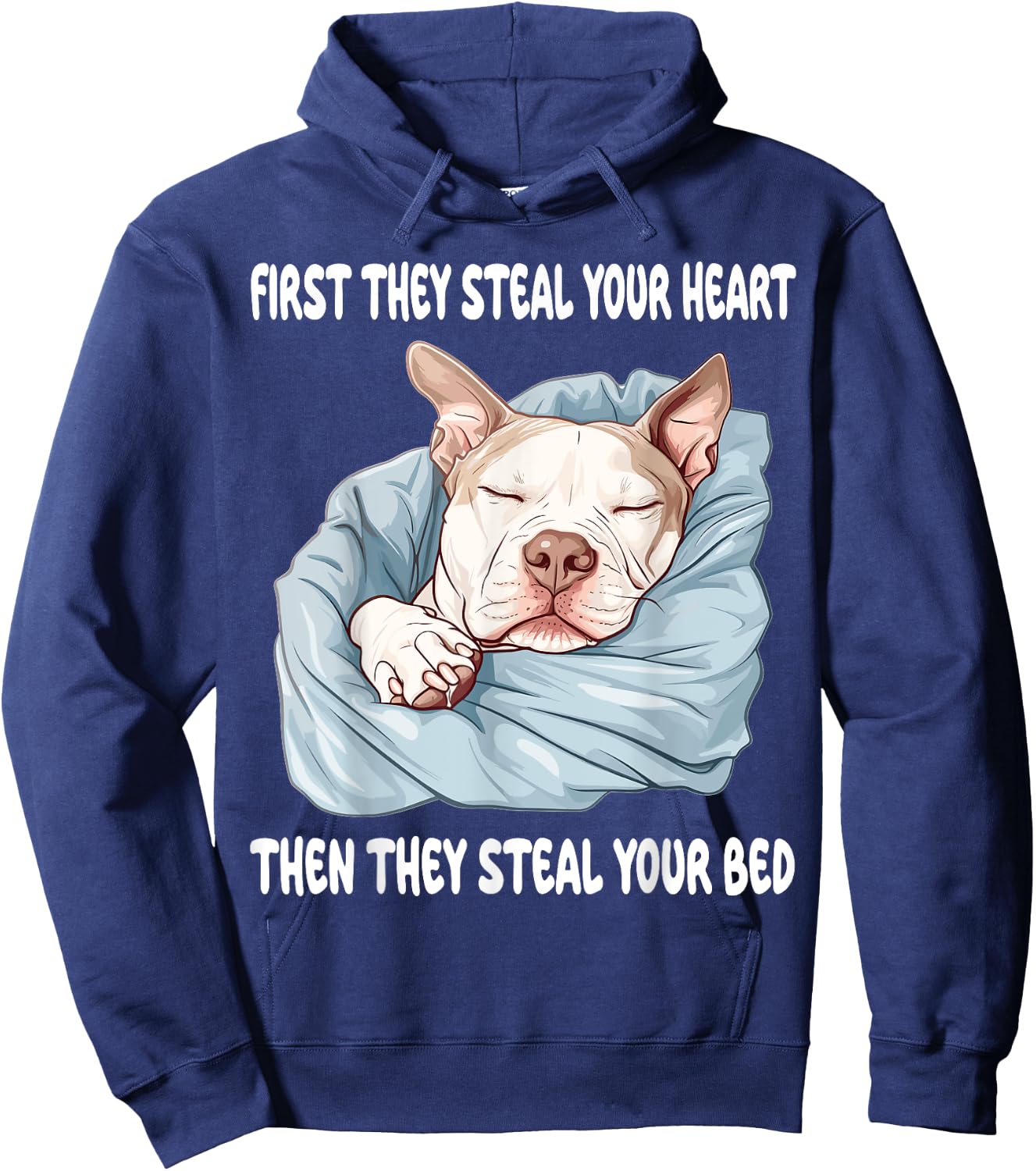 Pitbull Sleeping Pajamas Nightgown Hoodie - Hoodie | Navy