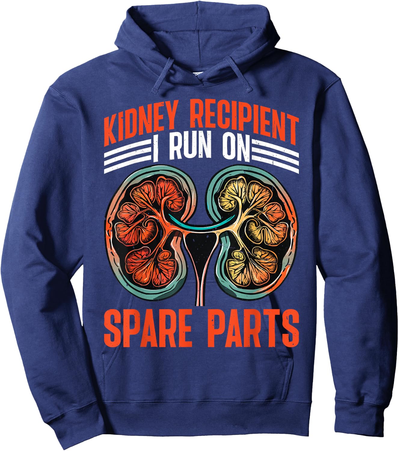 Kidney Recipient, I Run On Spare Parts Hoodie - Hoodie | Navy