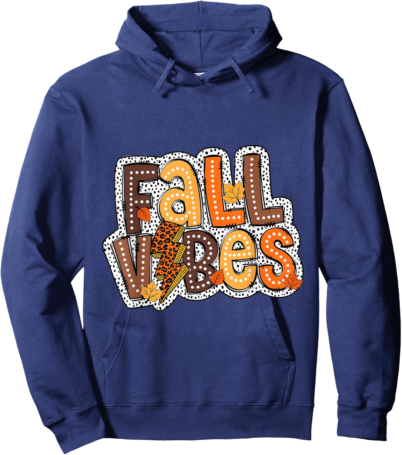 Fall Vibes,Groovy Face Retro Fall Season Autumn Hoodie - Hoodie | Navy