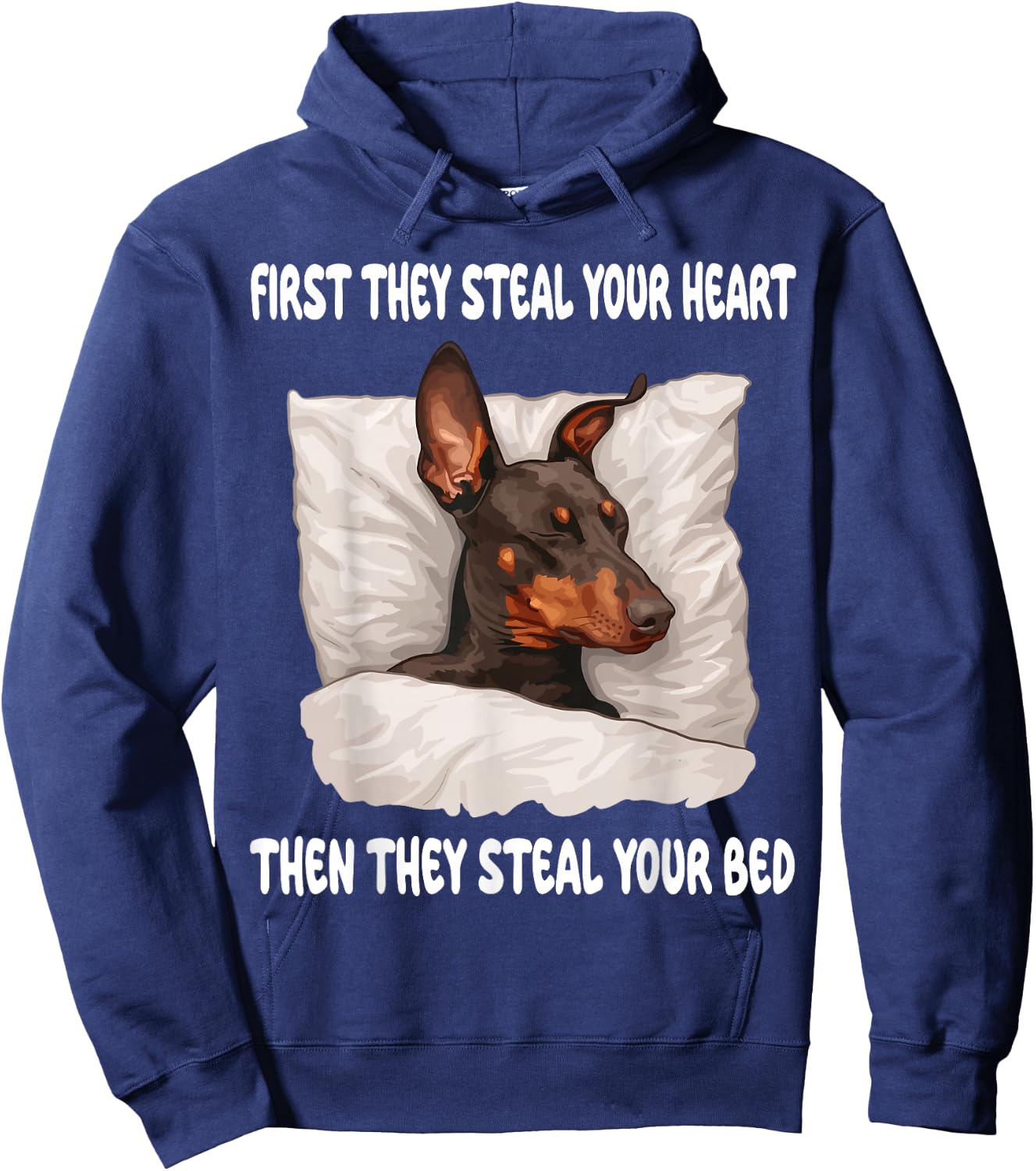 Doberman Pinscher Sleeping Pajamas Nightgown Hoodie - Hoodie | Navy