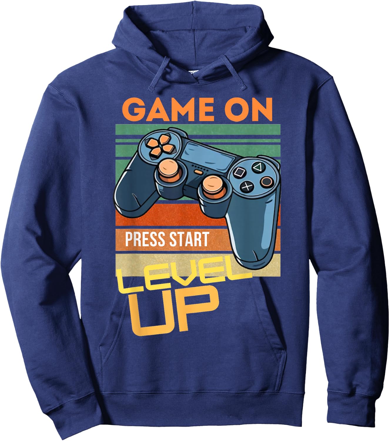 Game On Press Start Level Up Hoodie - Hoodie | Navy
