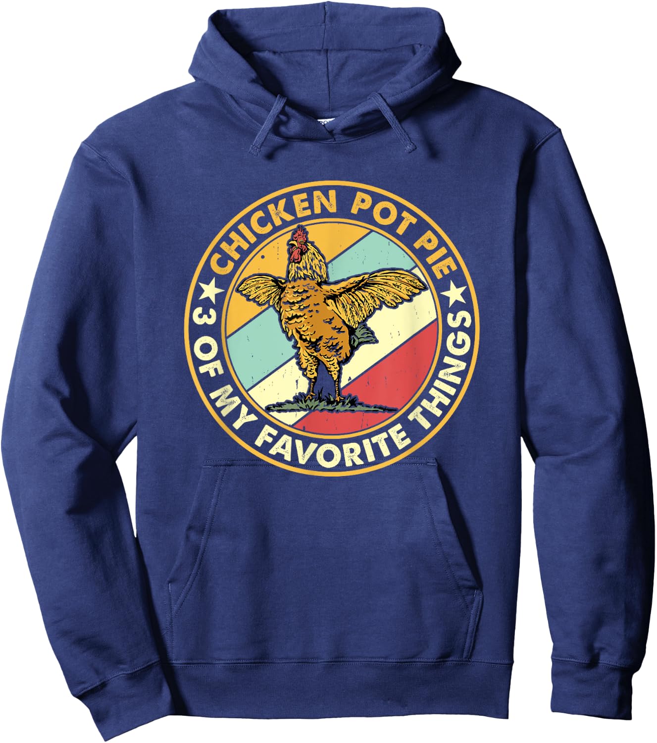 Chicken Pot Pie Funny Chicken Lover Gifts Sarcastic Humor Adult Black Small Modern Mandarin Collar Cartoon Short Sleeve Lightweight 1 Count Hoodie - Hoodie | Navy