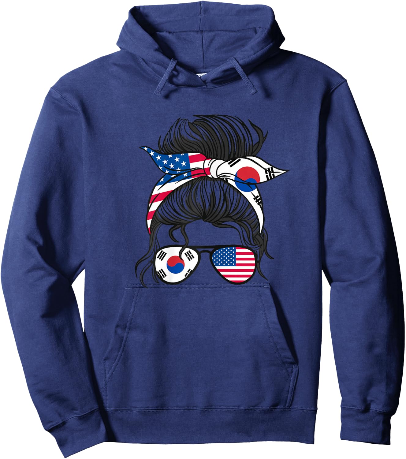 USA American south korean Girl Hoodie - Hoodie | Navy