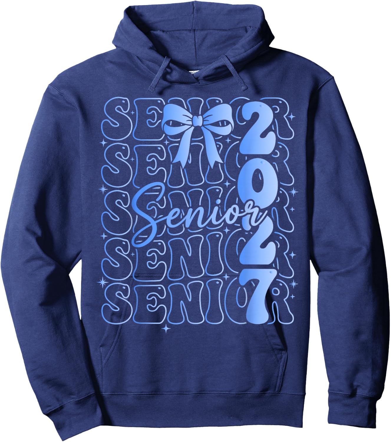 Senior Class of 2027 Coquette Bow Graduation Hoodie - Hoodie | Navy