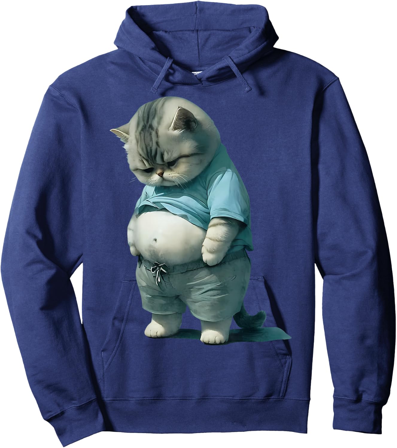 Funny Fat Cat Art Design Fat Kitten Cat Lover Hoodie - Hoodie | Navy