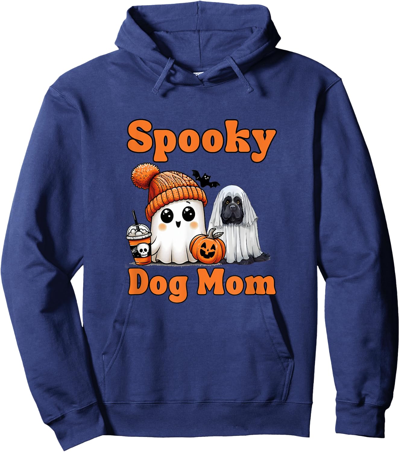 Retro Cute Spooky Dog Mom Hoodie - Hoodie | Navy