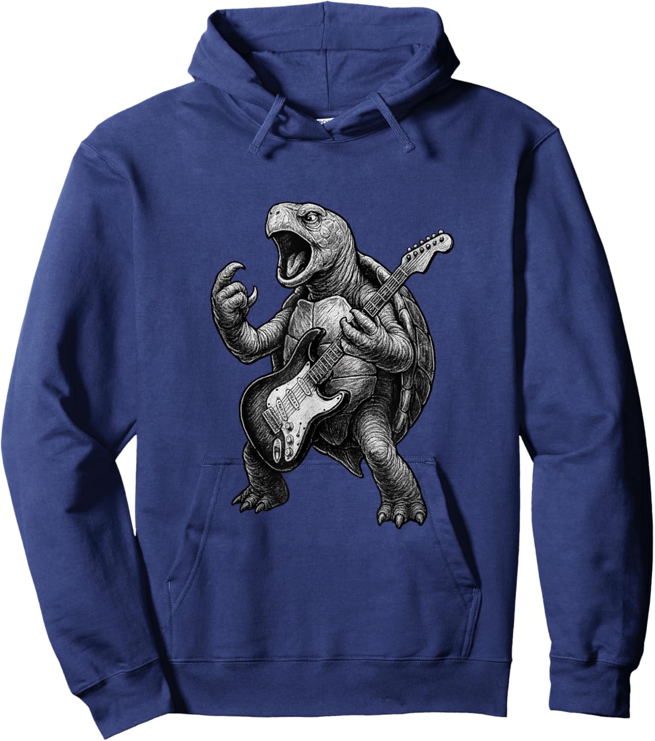 Turtle Playing Electric Guitar Rock Music Lover Hoodie - Hoodie | Navy